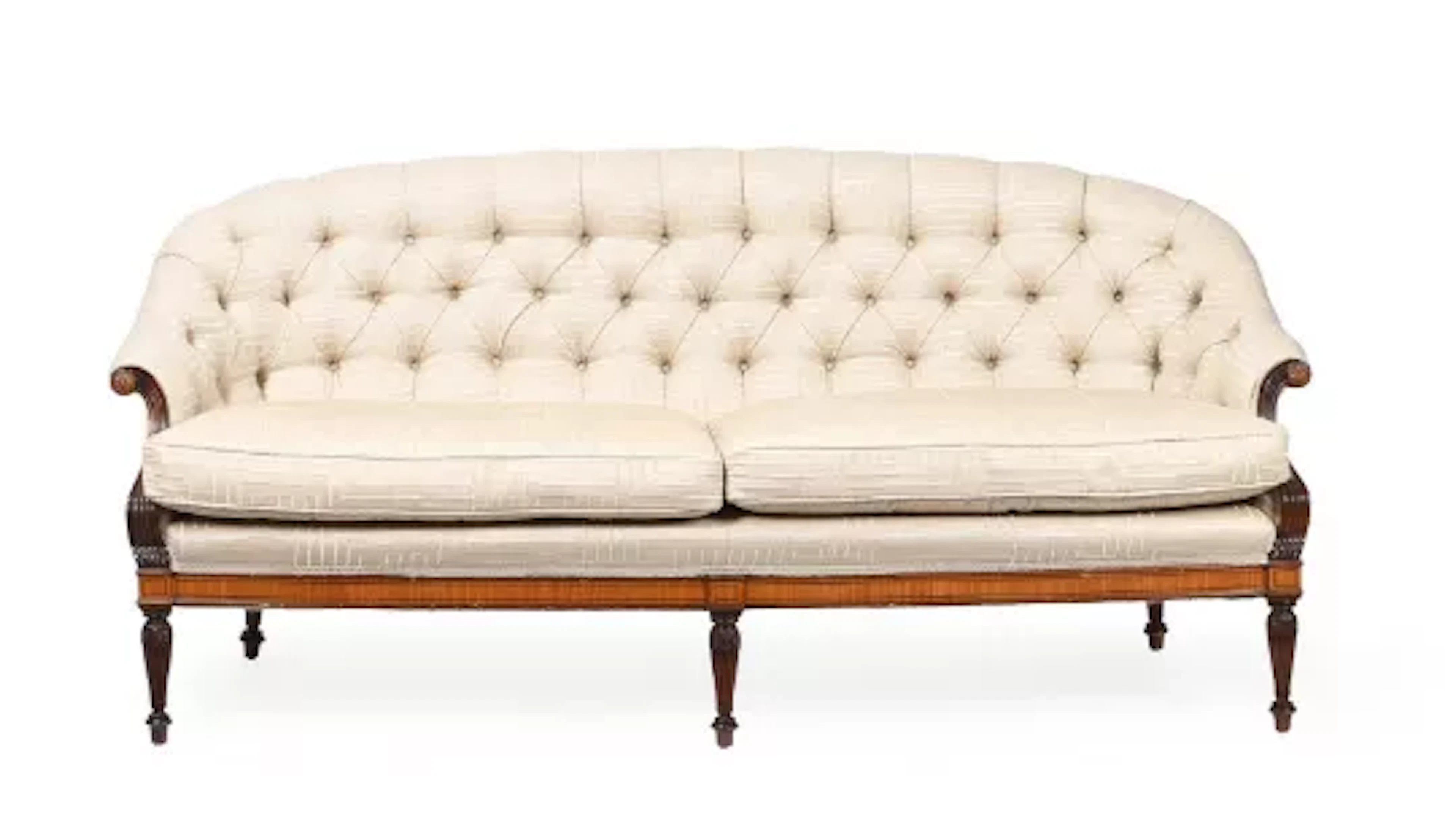 Y A MAHOGANY AND SATINWOOD CROSSBANDED NEOCLASSICAL SOFA, ITALIAN