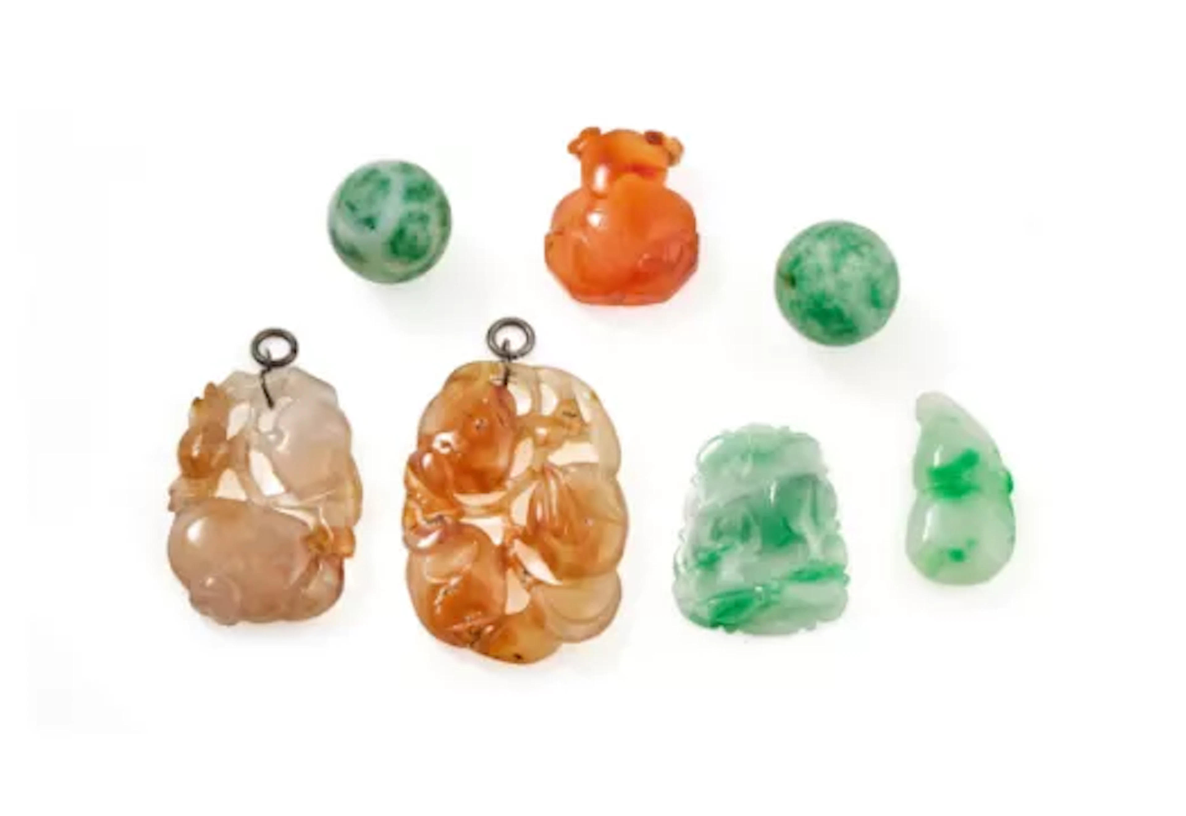 A group of seven hardstone items