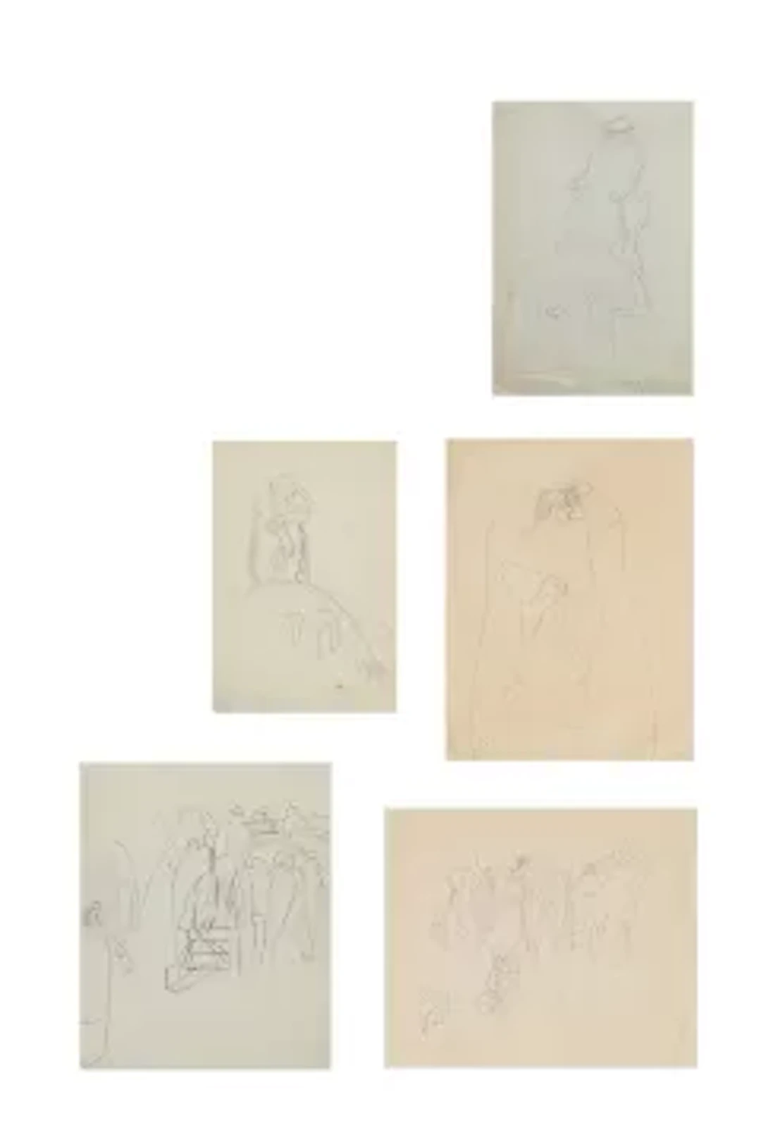 λ SIR STANLEY SPENCER (BRITISH 1891-1959), FIVE SHEETS OF FIGURE STUDIES