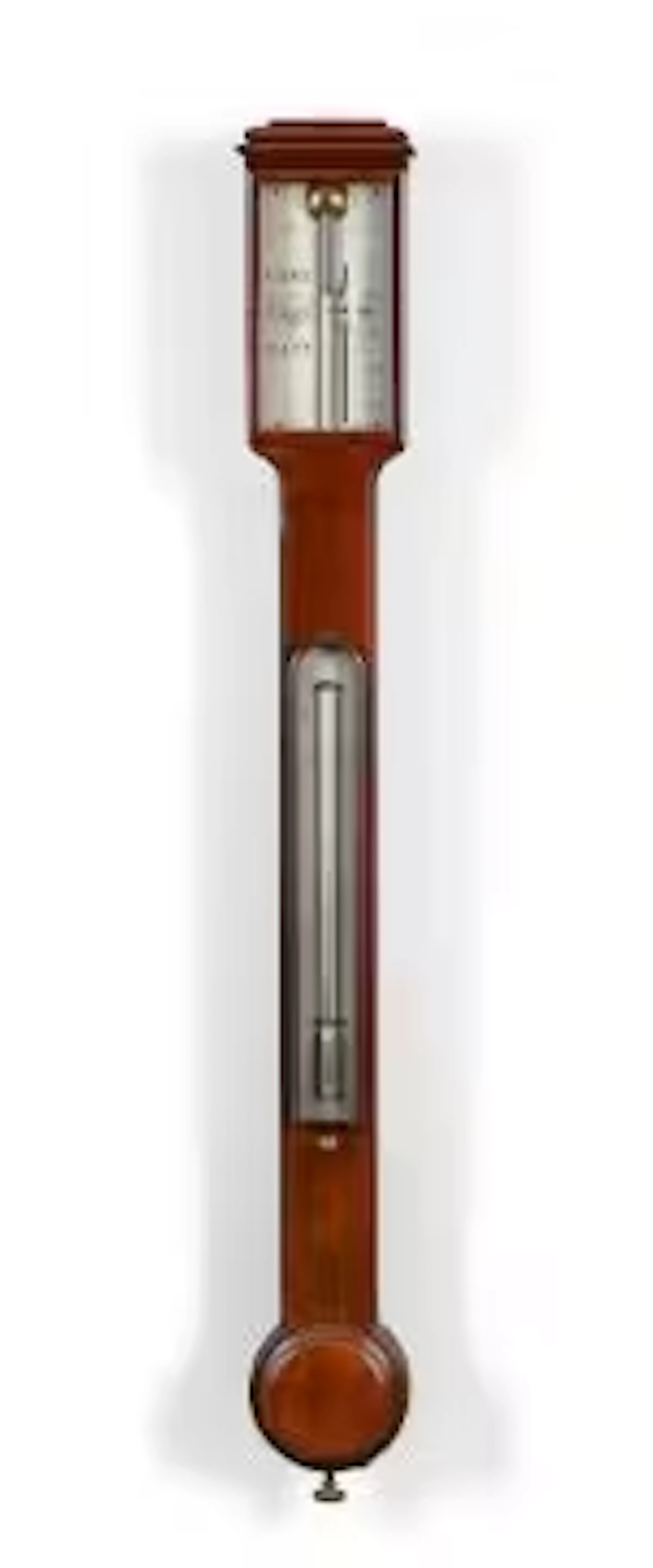 AN EARLY VICTORIAN MAHOGANY MERCURY STICK BAROMETER