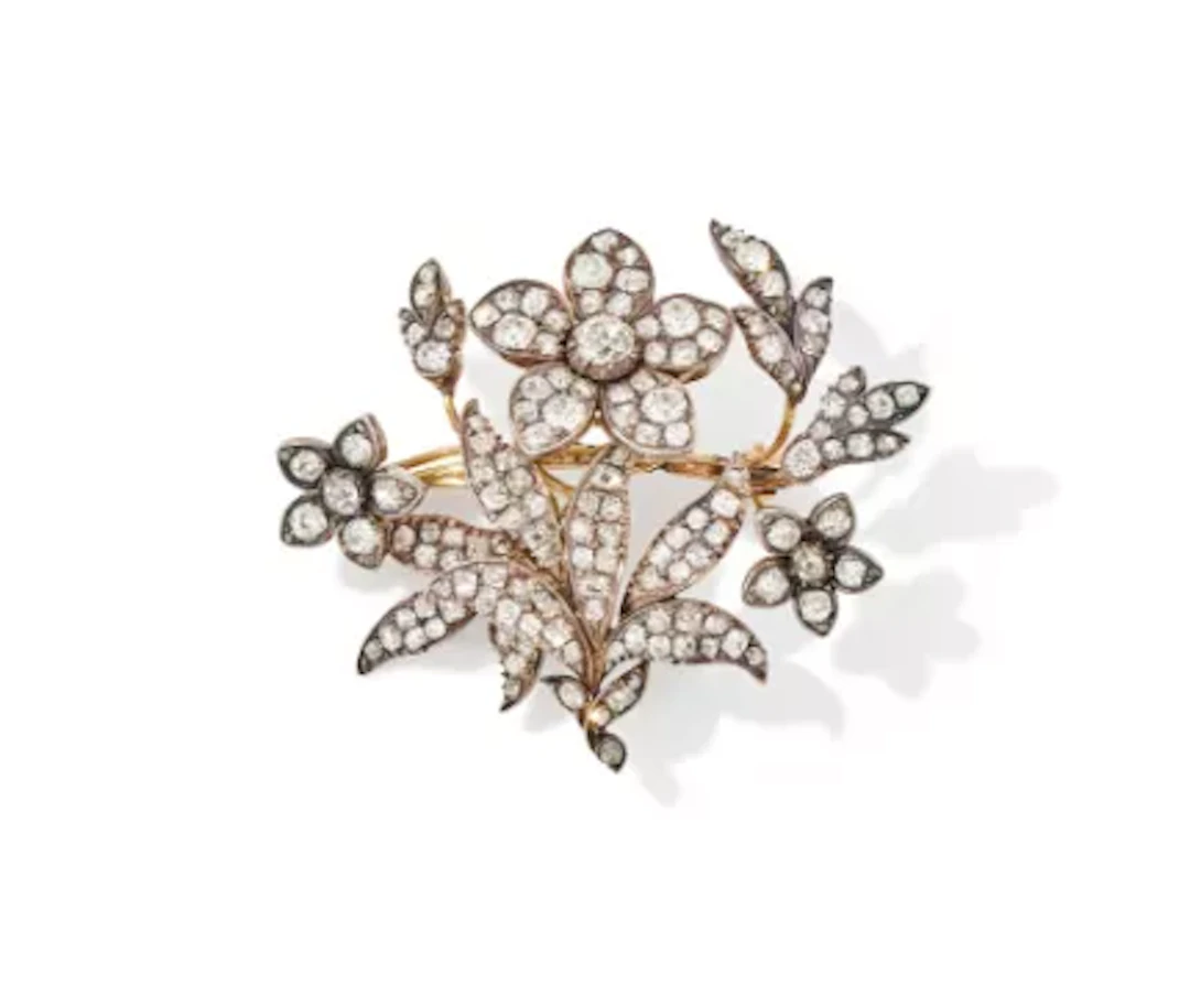 A MID 19TH CENTURY DIAMOND FLORAL SPRAY BROOCH