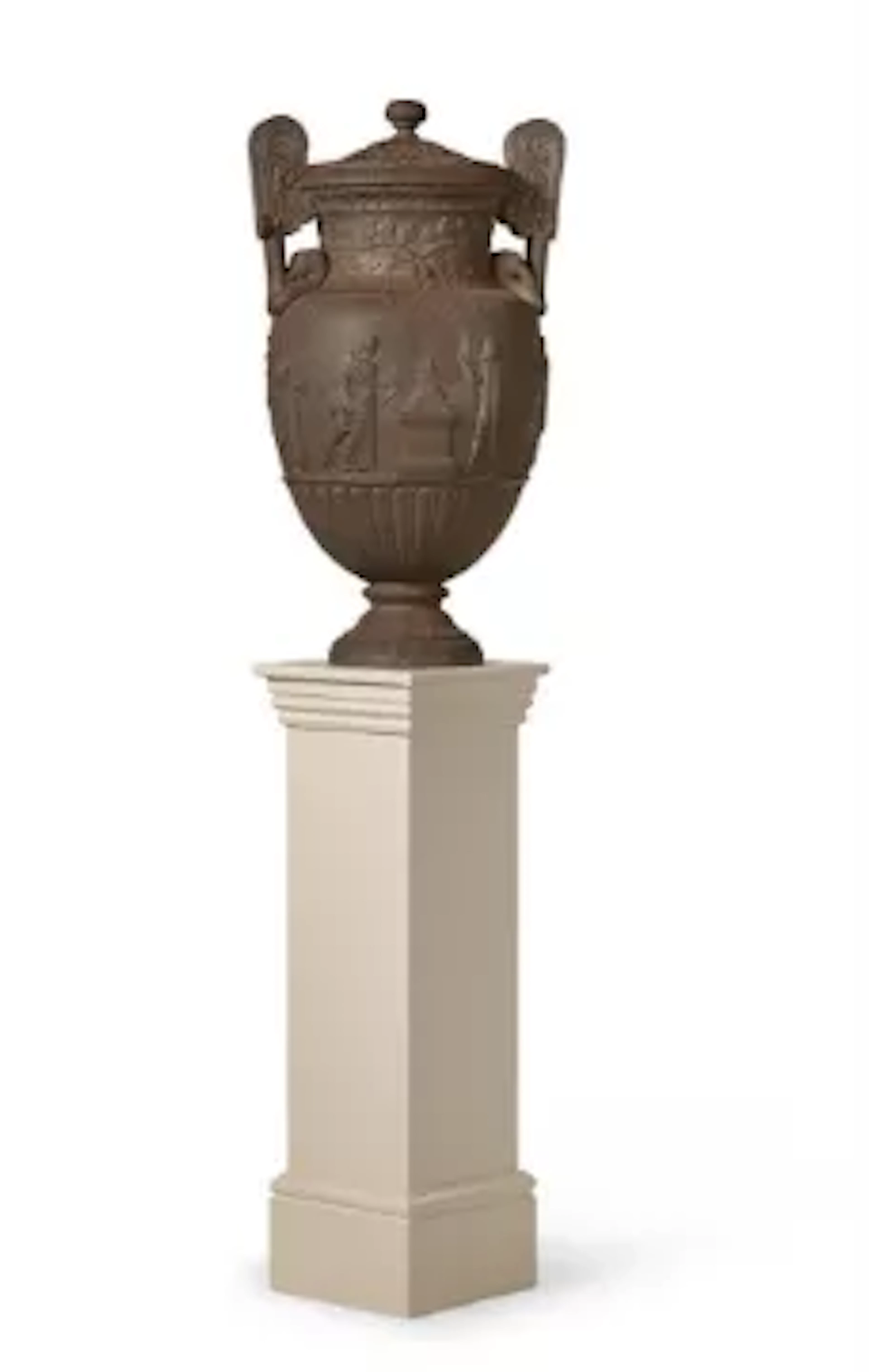 A RARE HANDYSIDE CAST IRON 'SOSIBIOS' VASE AND COVER, 19TH CENTURY