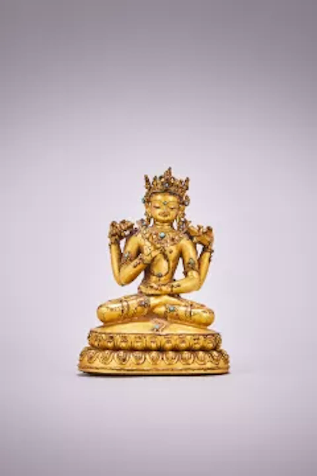 A Tibetan gilt bronze figure of Prajnaparamita, 15th-17th century