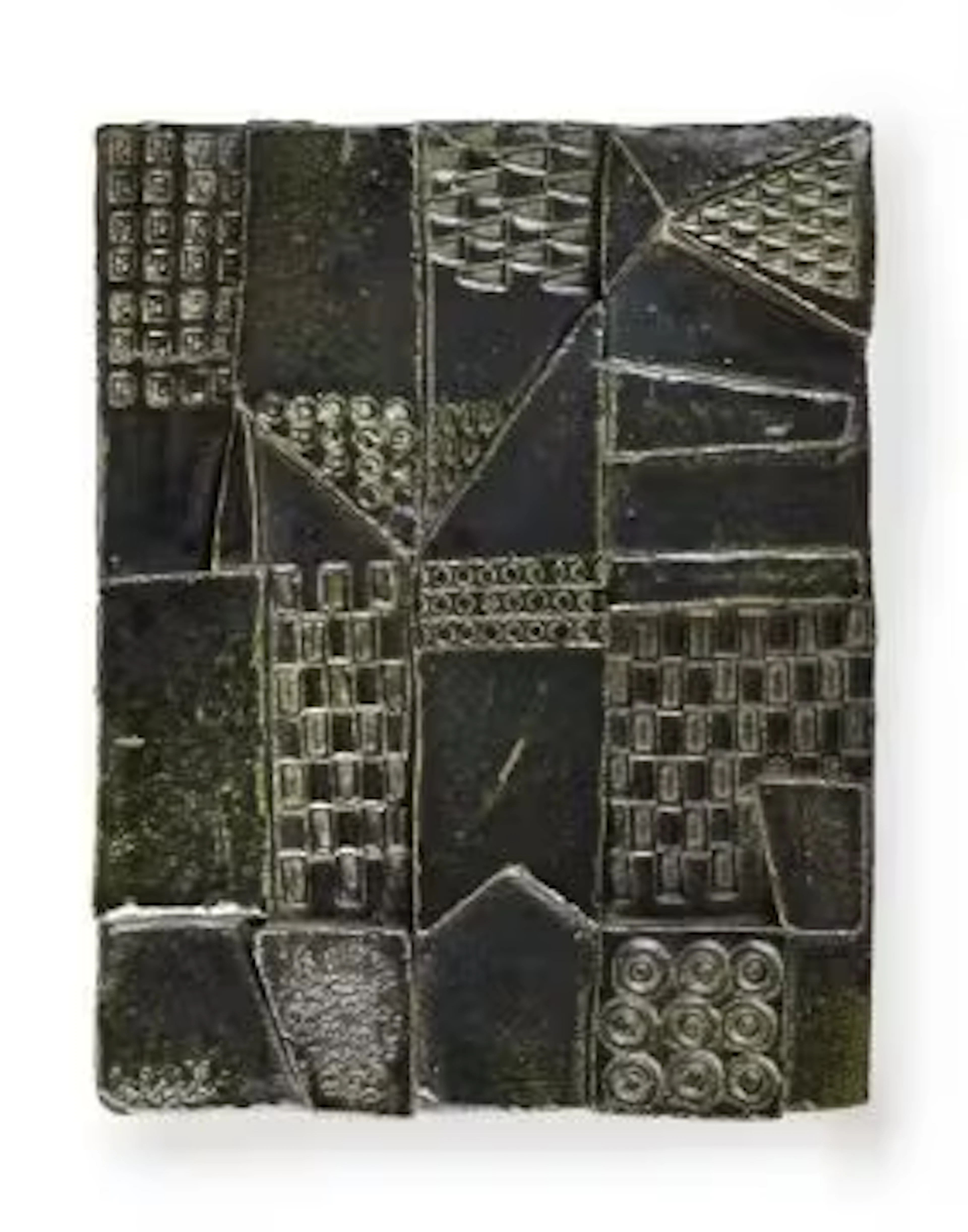 AN ABSTRACT 'BRUTALIST STYLE' WALL TILE; SECOND HALF 20TH CENTURY