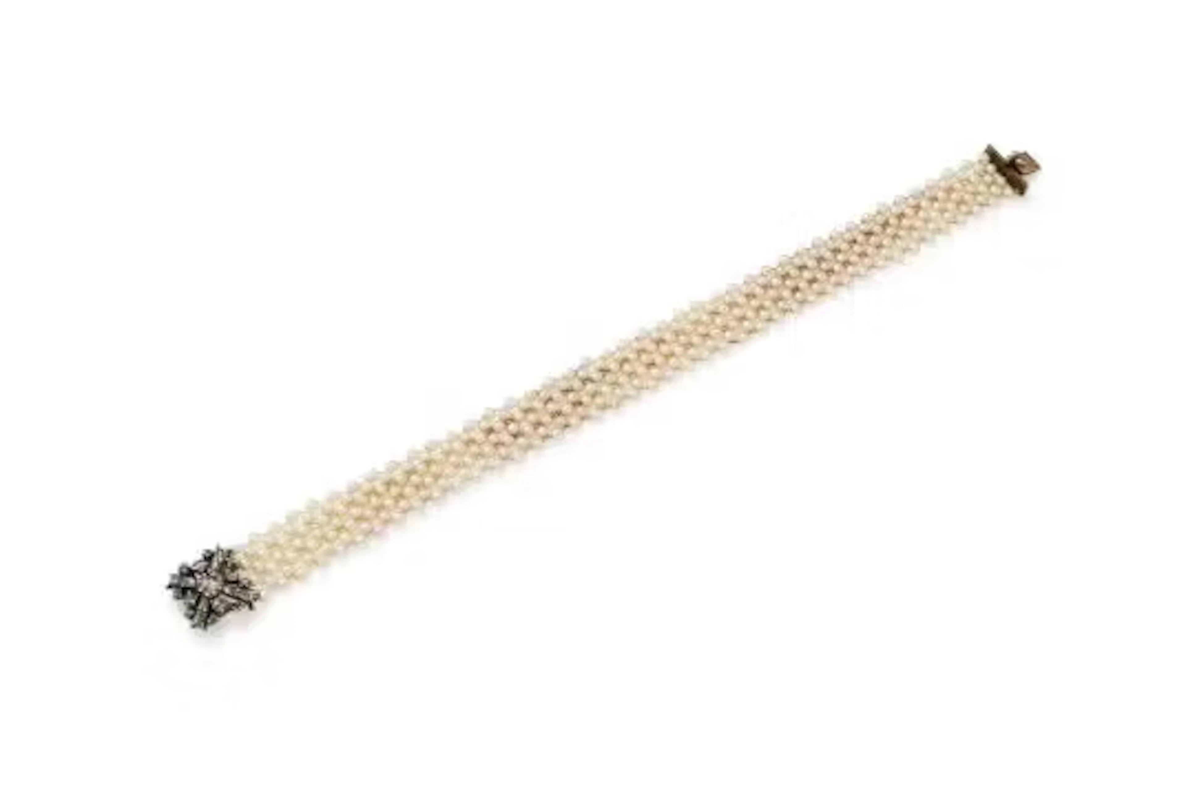 A SEED PEARL AND DIAMOND BRACELET