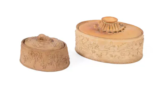 A WEDGWOOD CANEWARE GAME PIE TUREEN AND COVER, CIRCA 1880, TOGETHER