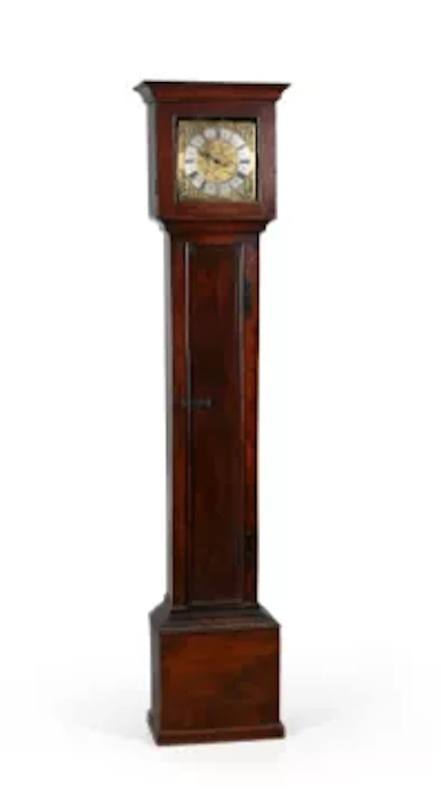 AN INTERESTING OAK AND ELM CASED THIRTY-HOUR LONGCASE CLOCK