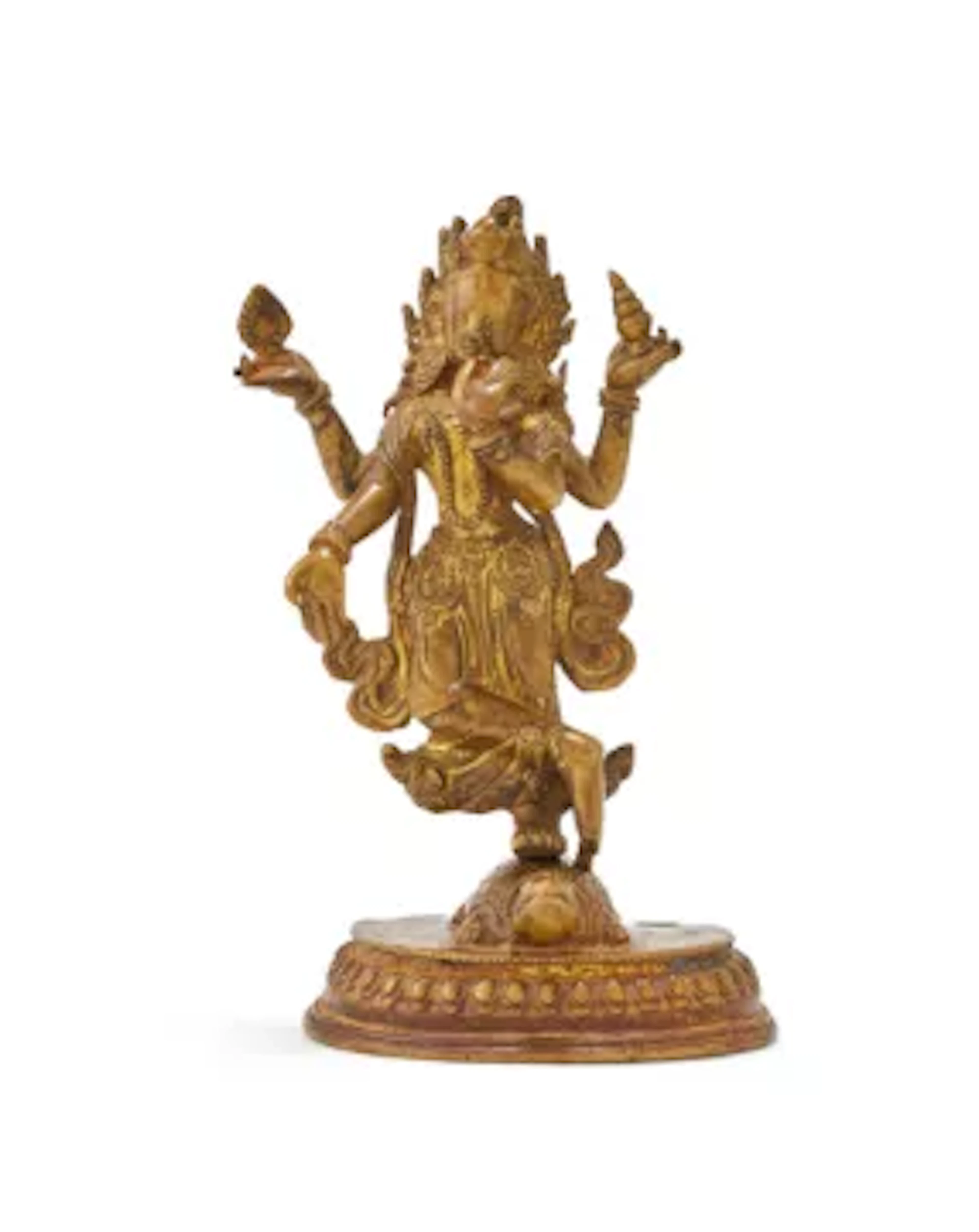 A gilt bronze figure of Varuna, Nepal, 17th or 18th century