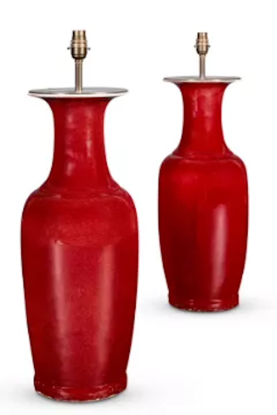 A LARGE PAIR OF SANG DE BOEUF VASES TABLE LAMPS, LATE 20TH CENTURY