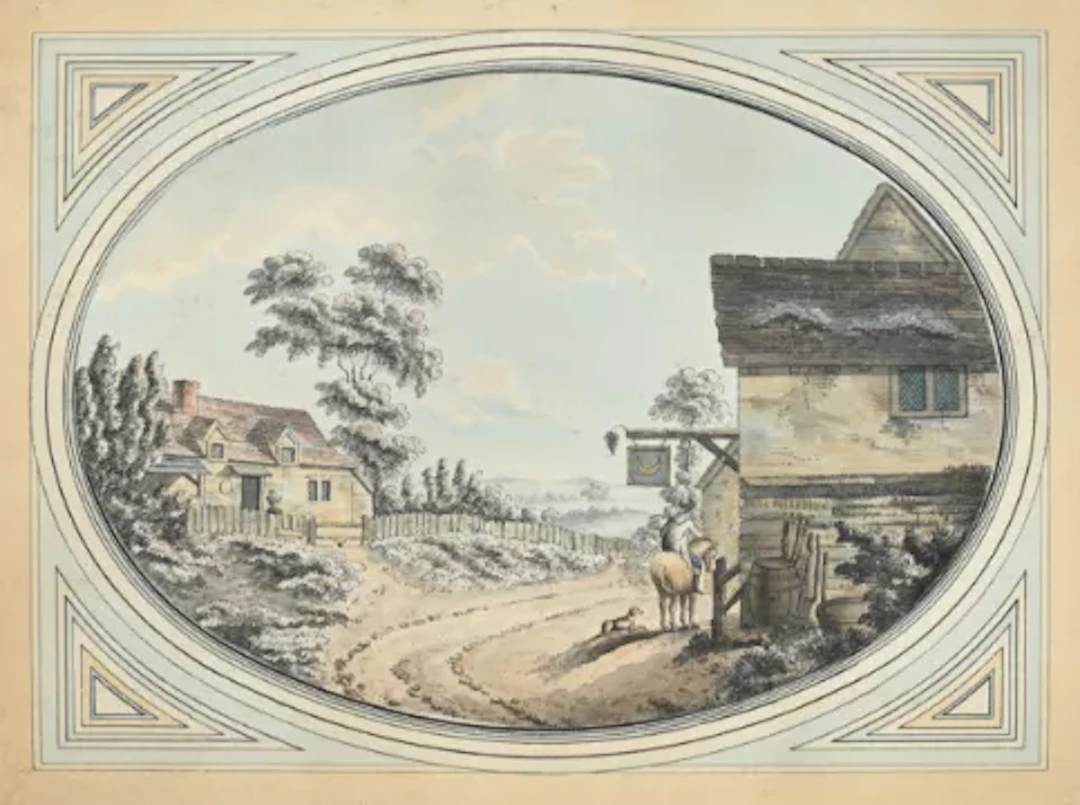FOLLOWER OF PAUL SANDBY, A TRAVELLER STOPPING AT AN INN; A FARM BY A RIVER (2)