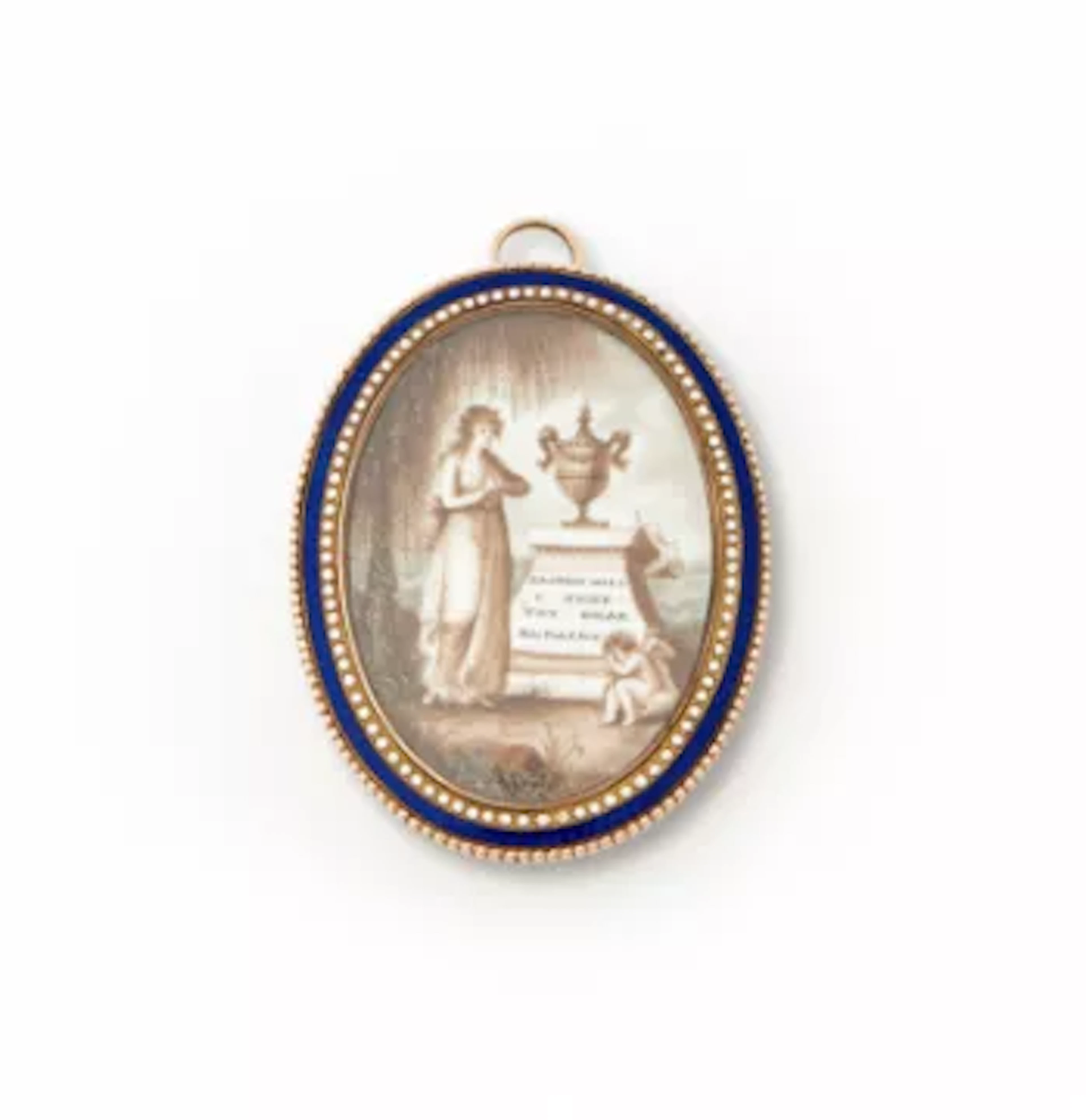 Y A GEORGE III SEPIA PAINTED MOURNING BROOCH, CIRCA 1788