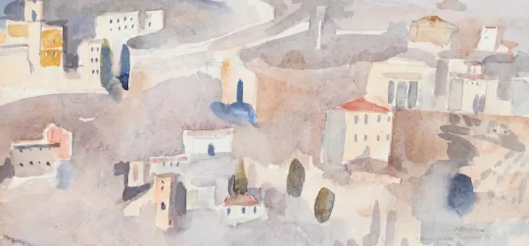 λ JUDY BUXTON (AUSTRALIAN B. 1961), HILLSIDE, SAN GIMIGNANO, TUSCANY: