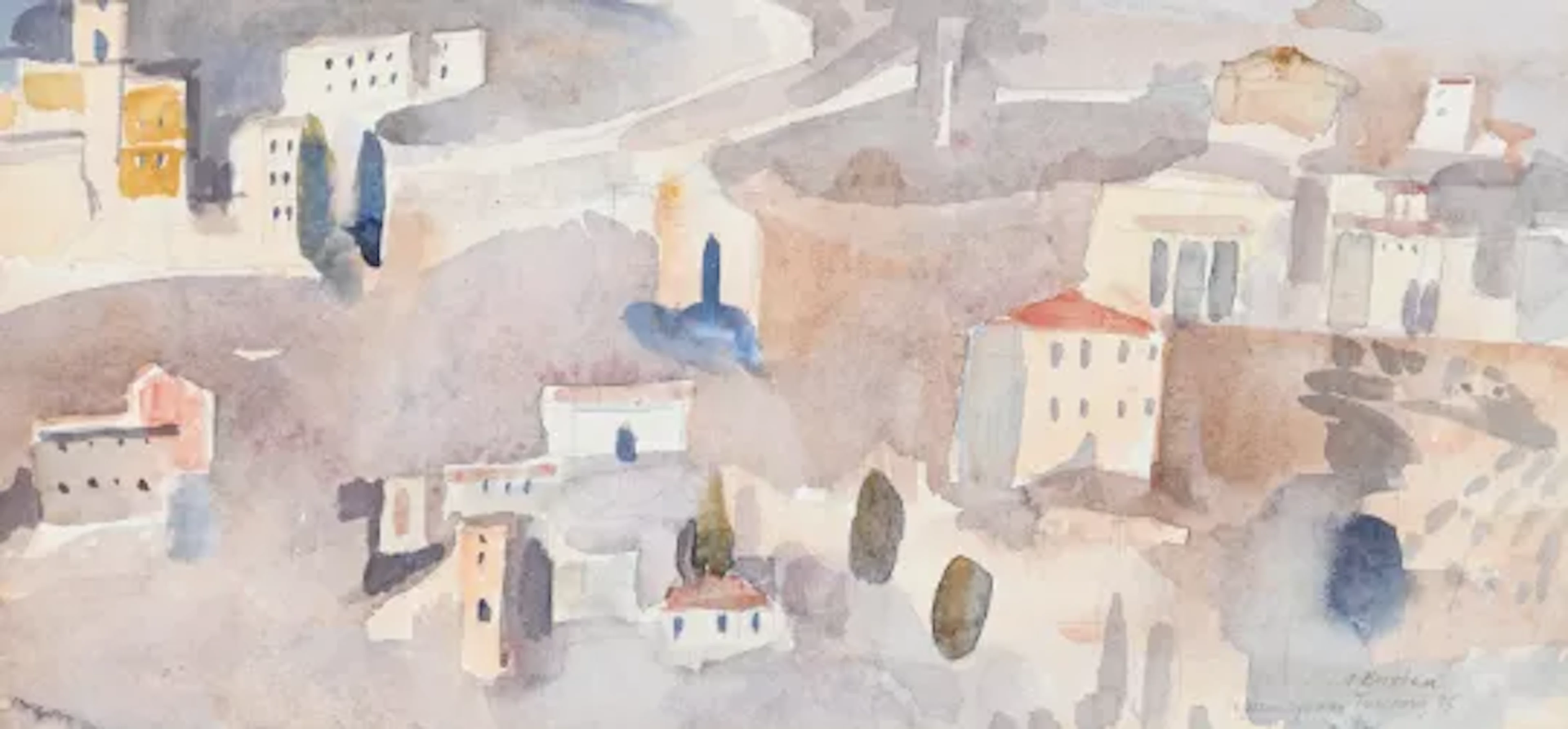 λ JUDY BUXTON (AUSTRALIAN B. 1961), HILLSIDE, SAN GIMIGNANO, TUSCANY: