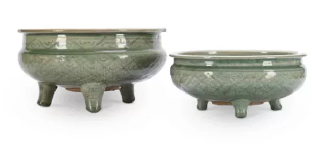 A large Chinese longquan tripod censer, Ming dynasty