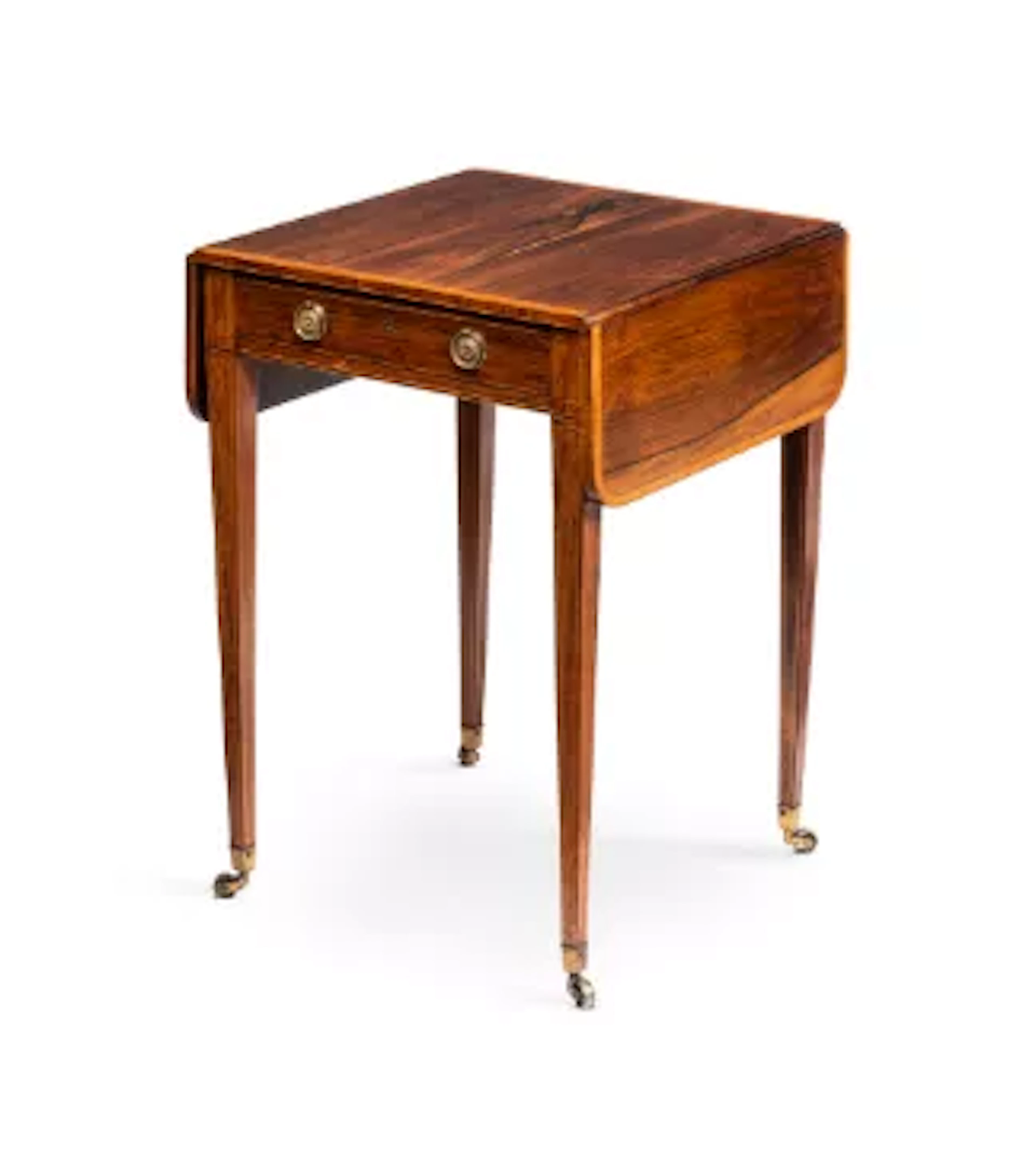 Y A GEORGE III ROSEWOOD AND SATINWOOD CROSSBANDED PEMBROKE LAMP TABLE