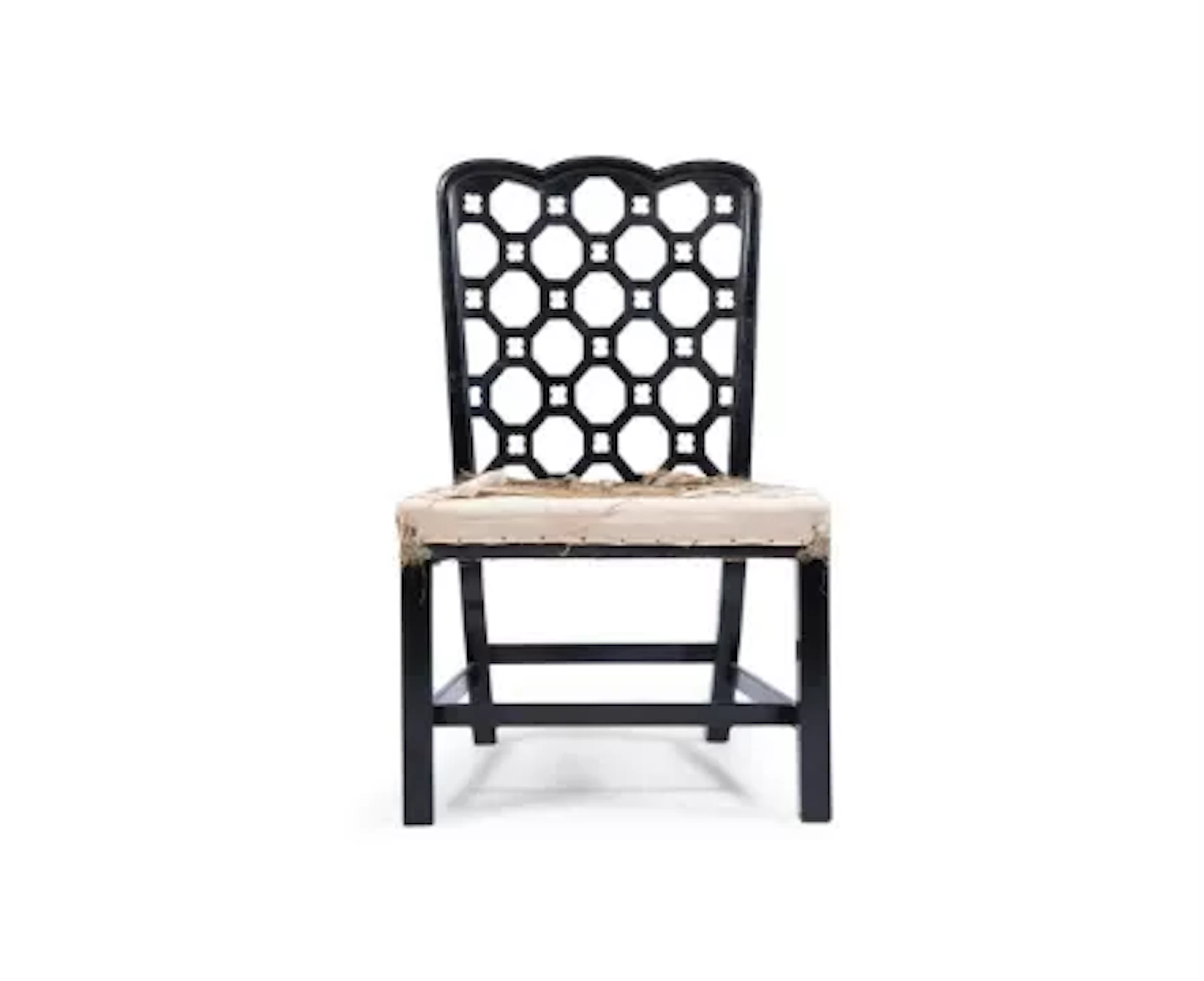 AN EBONISED WALNUT SIDE CHAIR OF GEORGE III STYLE