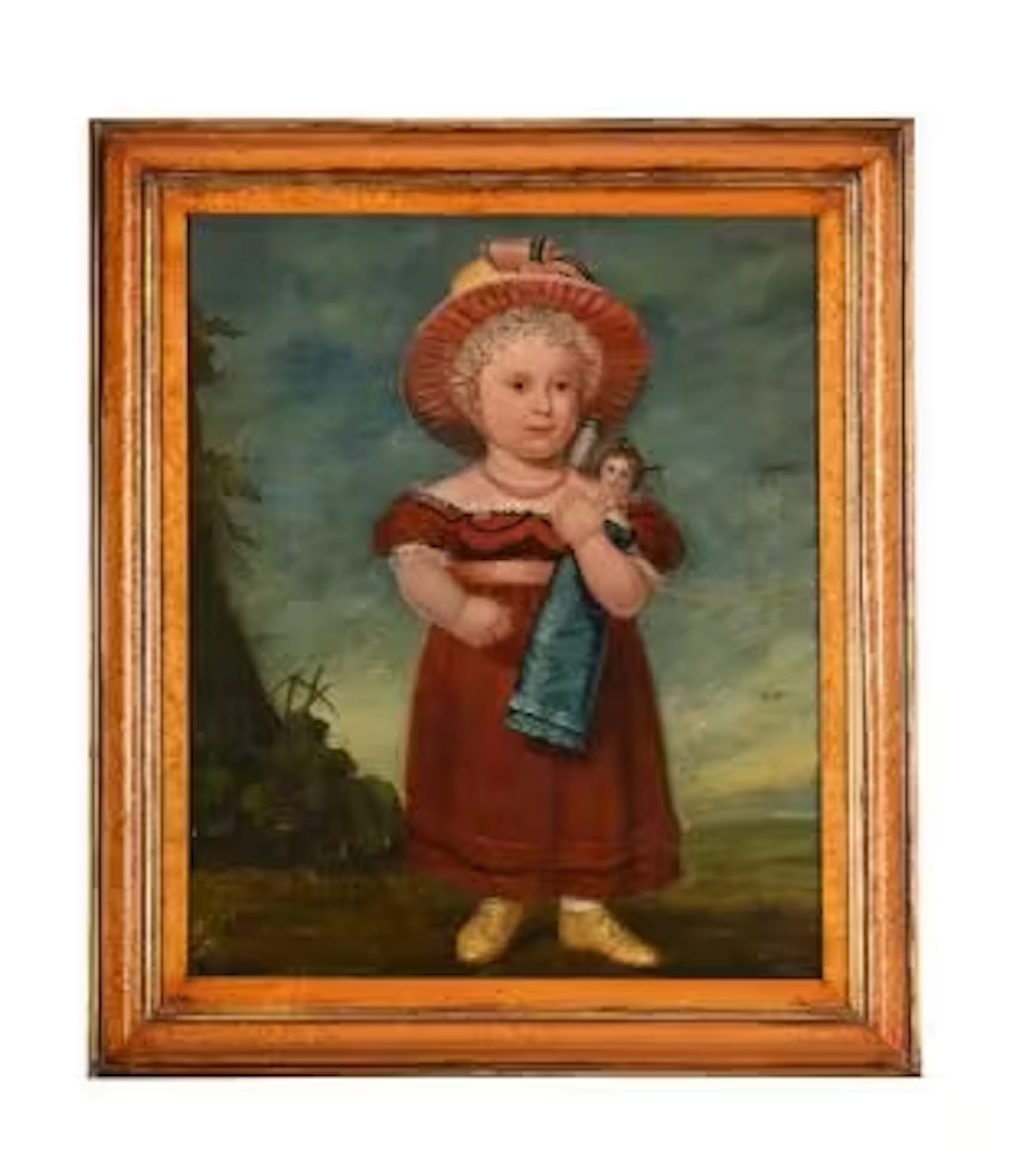 AMERICAN PRIMITIVE SCHOOL (19TH CENTURY), CHILD WITH DOLL