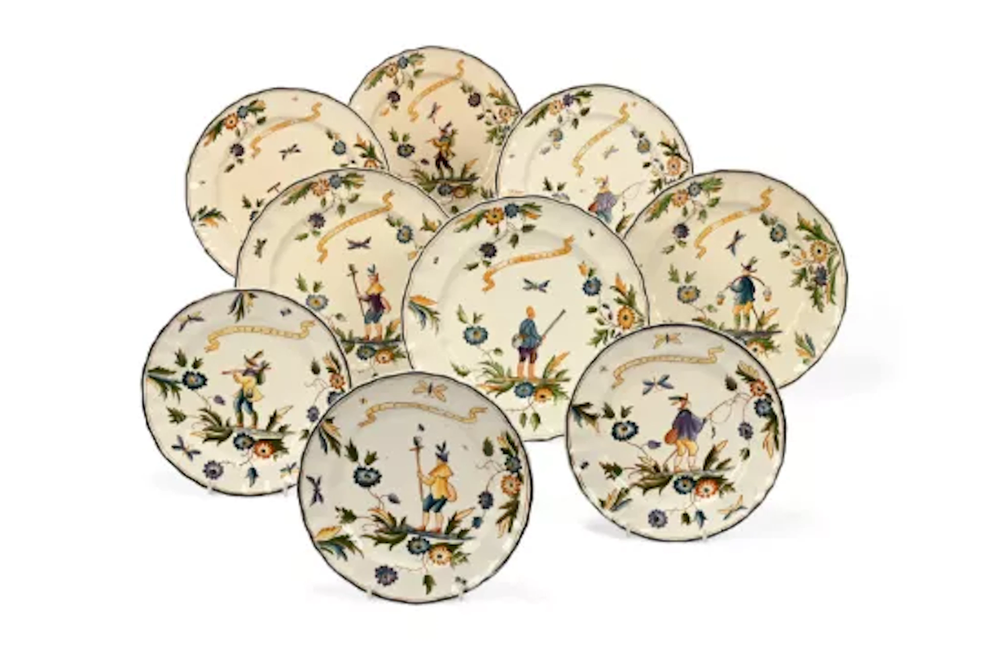 GIO PONTI (ITALIAN, 1891-1979), SET OF ﻿NINE 'ERMIONE' PLATES, CIRCA 1930