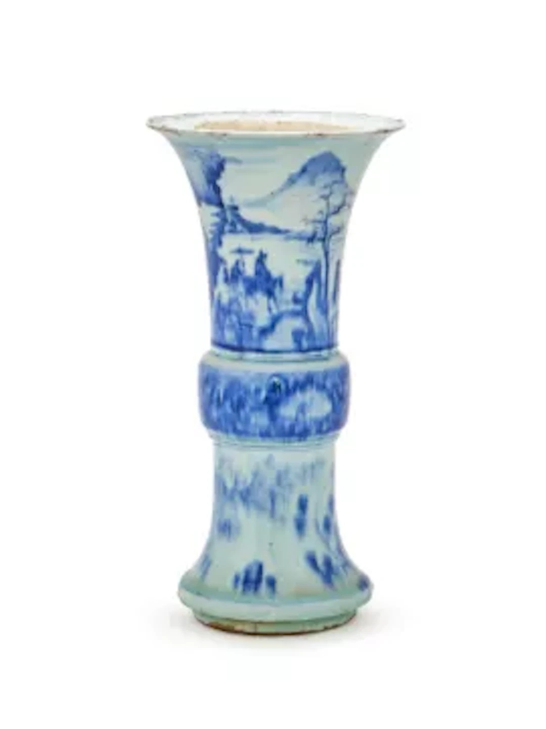 A Chinese blue and white vase, gu, 18th century