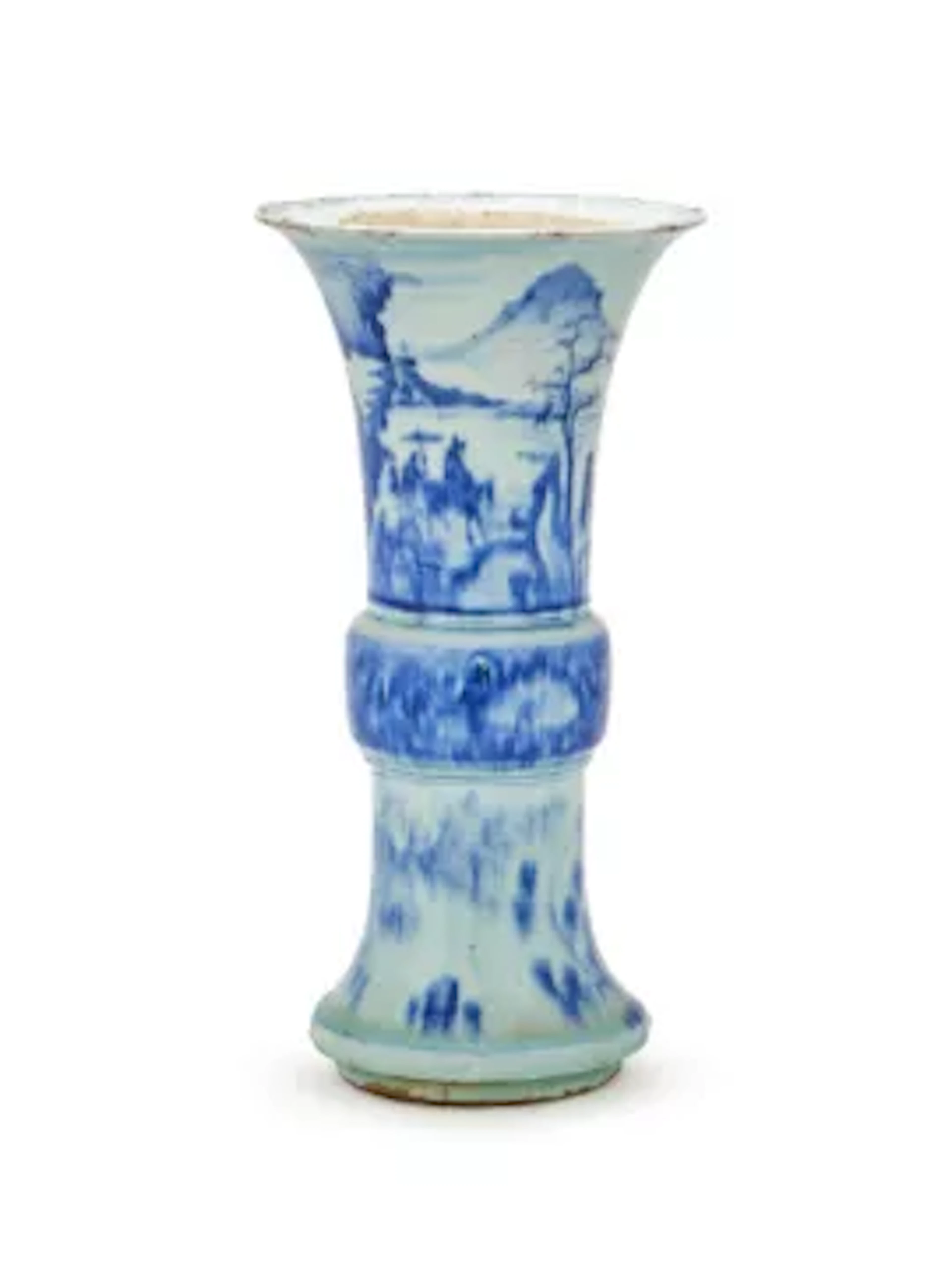 A Chinese blue and white vase, gu, 18th century