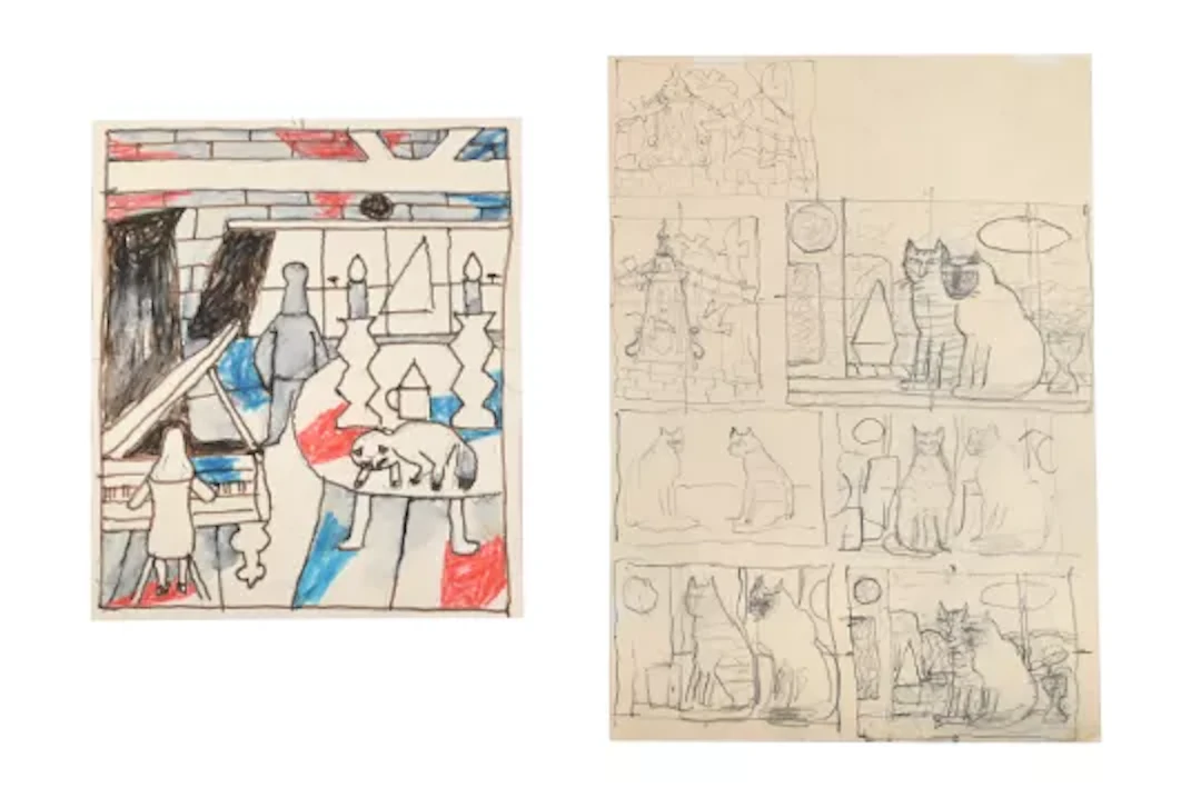 λ JULIAN TREVELYAN (BRITISH 1910-1988), SLEEPING TOM & SKETCHES FOR CATS