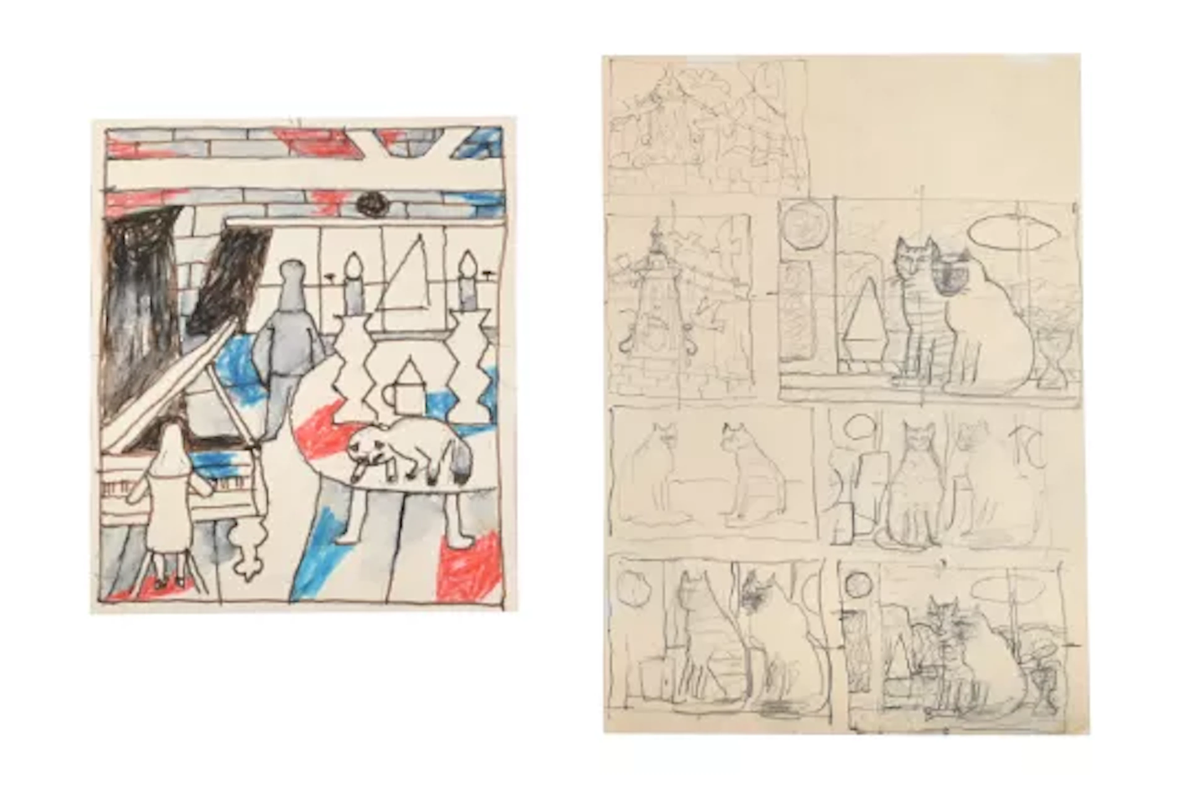λ JULIAN TREVELYAN (BRITISH 1910-1988), SLEEPING TOM & SKETCHES FOR CATS