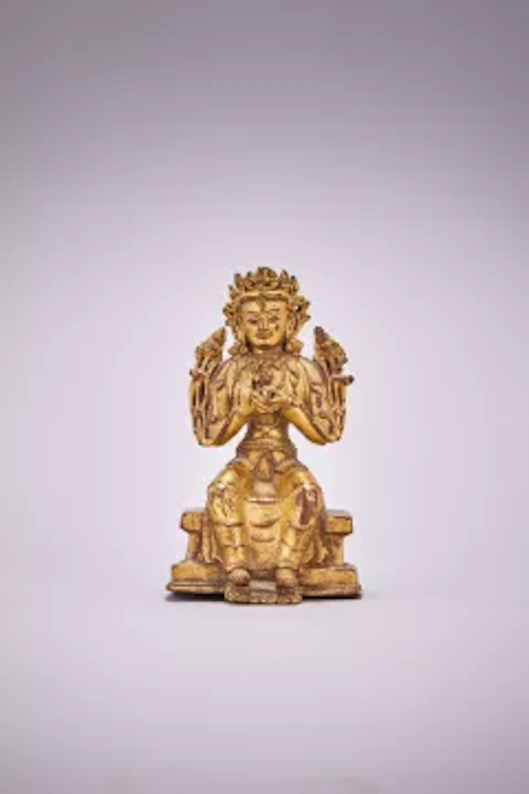A Tibetan gilt copper alloy figure of Maitreya, 16th century