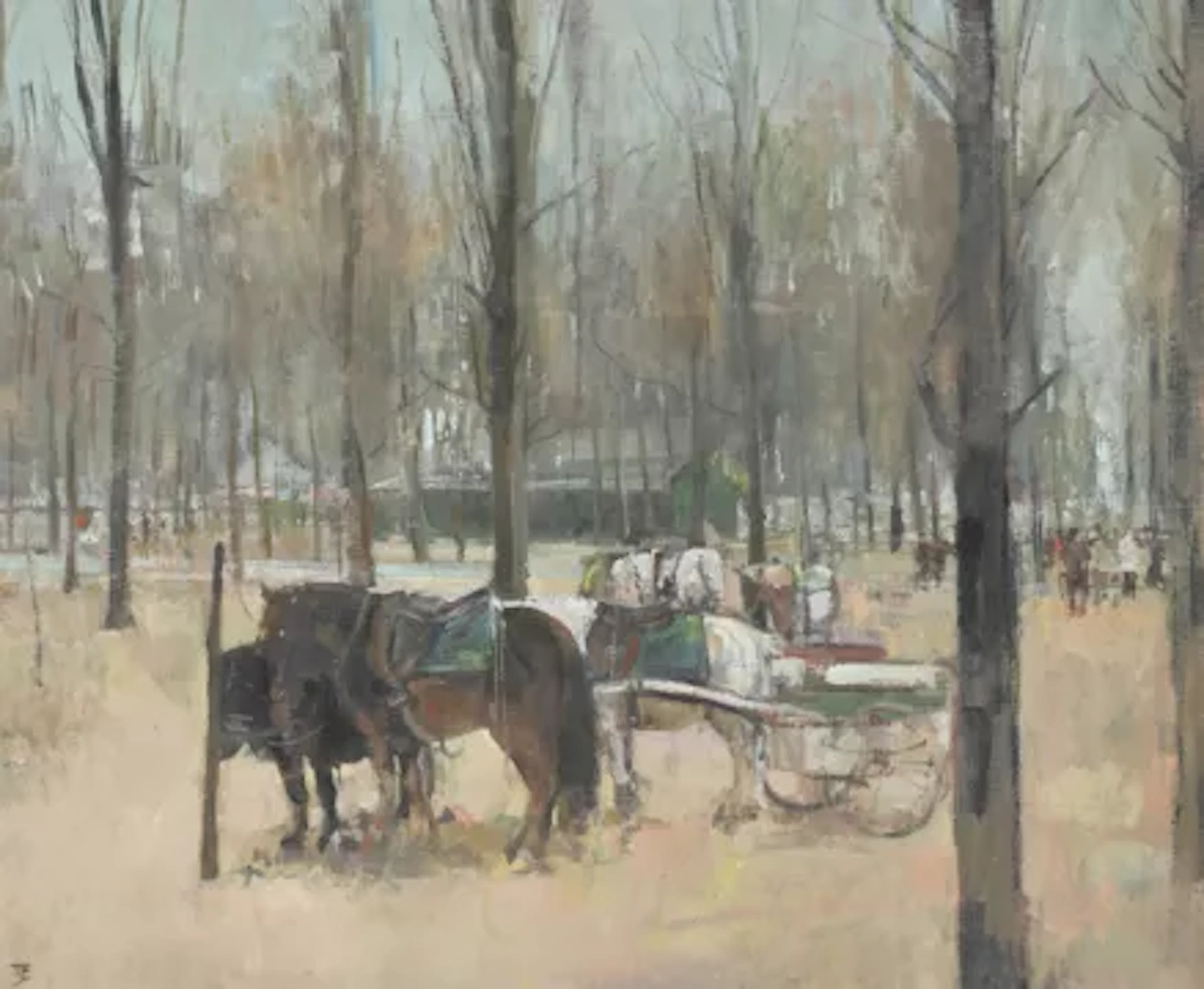 λ TOM COATES (BRITISH 1941-2023), HORSES AND CARTS IN THE PARK