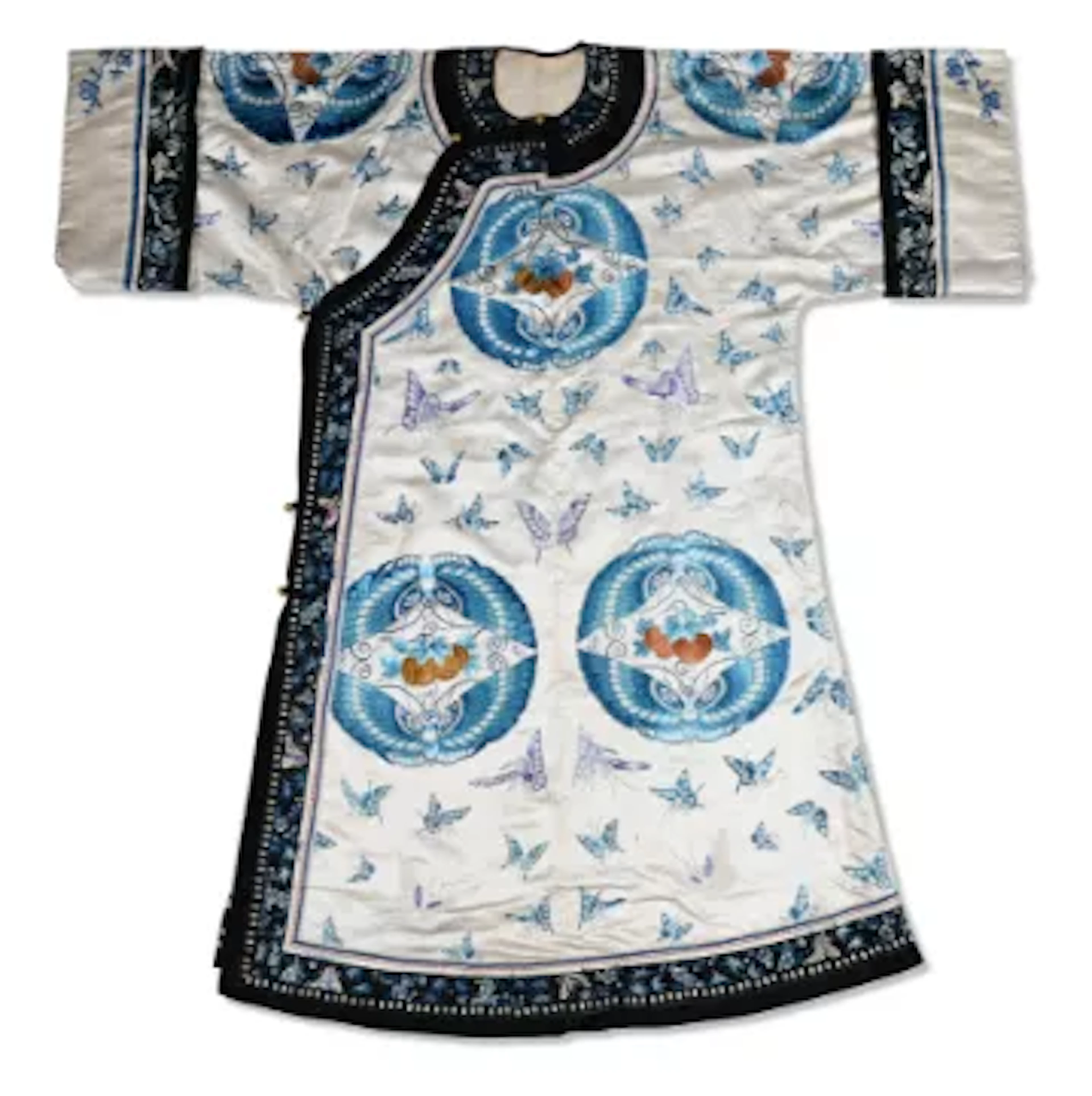 An unusual Chinese Manchu women’s informal court robe, Qing dynasty