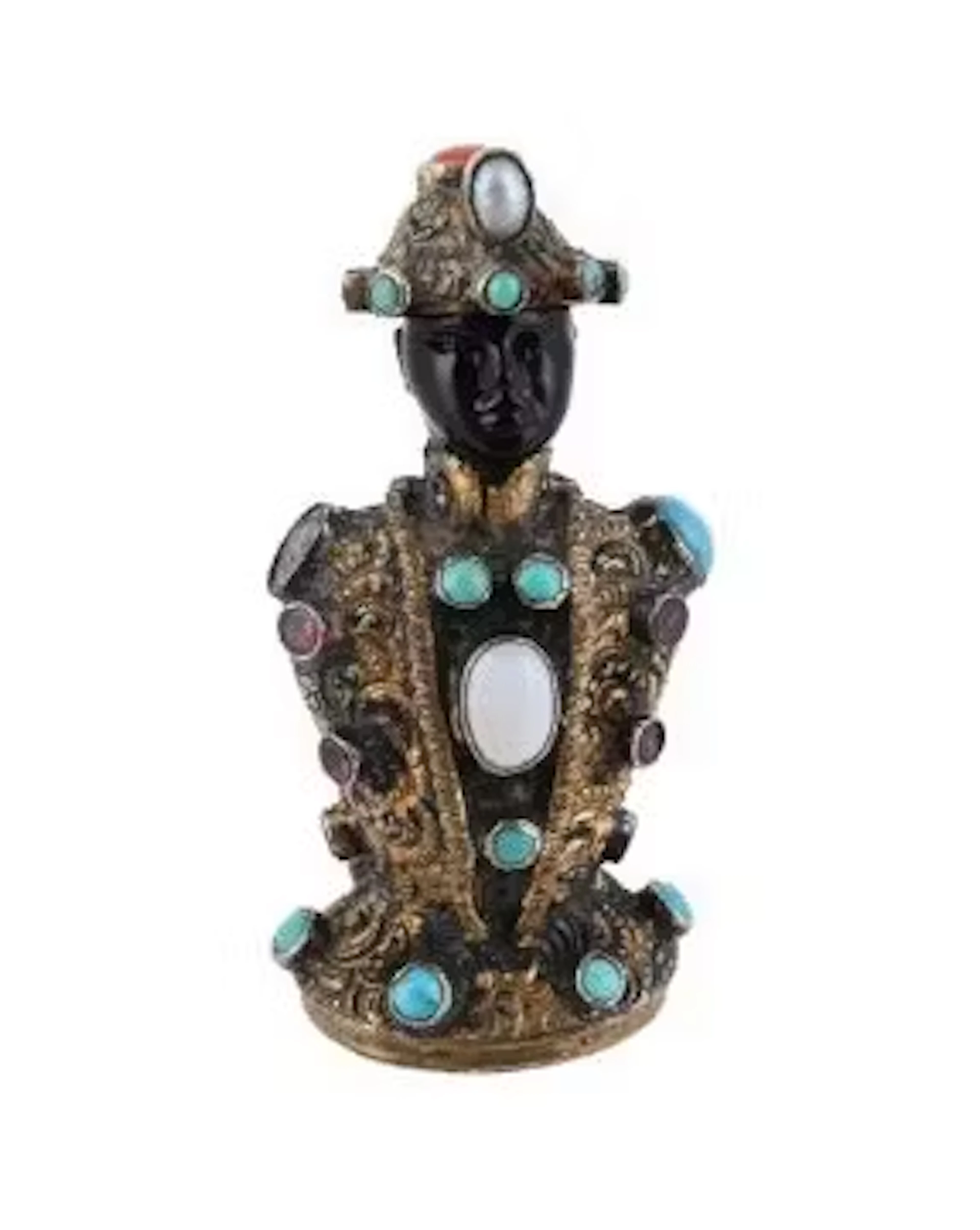 Y AN EARLY 20TH CENTURY SEMI PRECIOUS GEM SET DESK SEAL