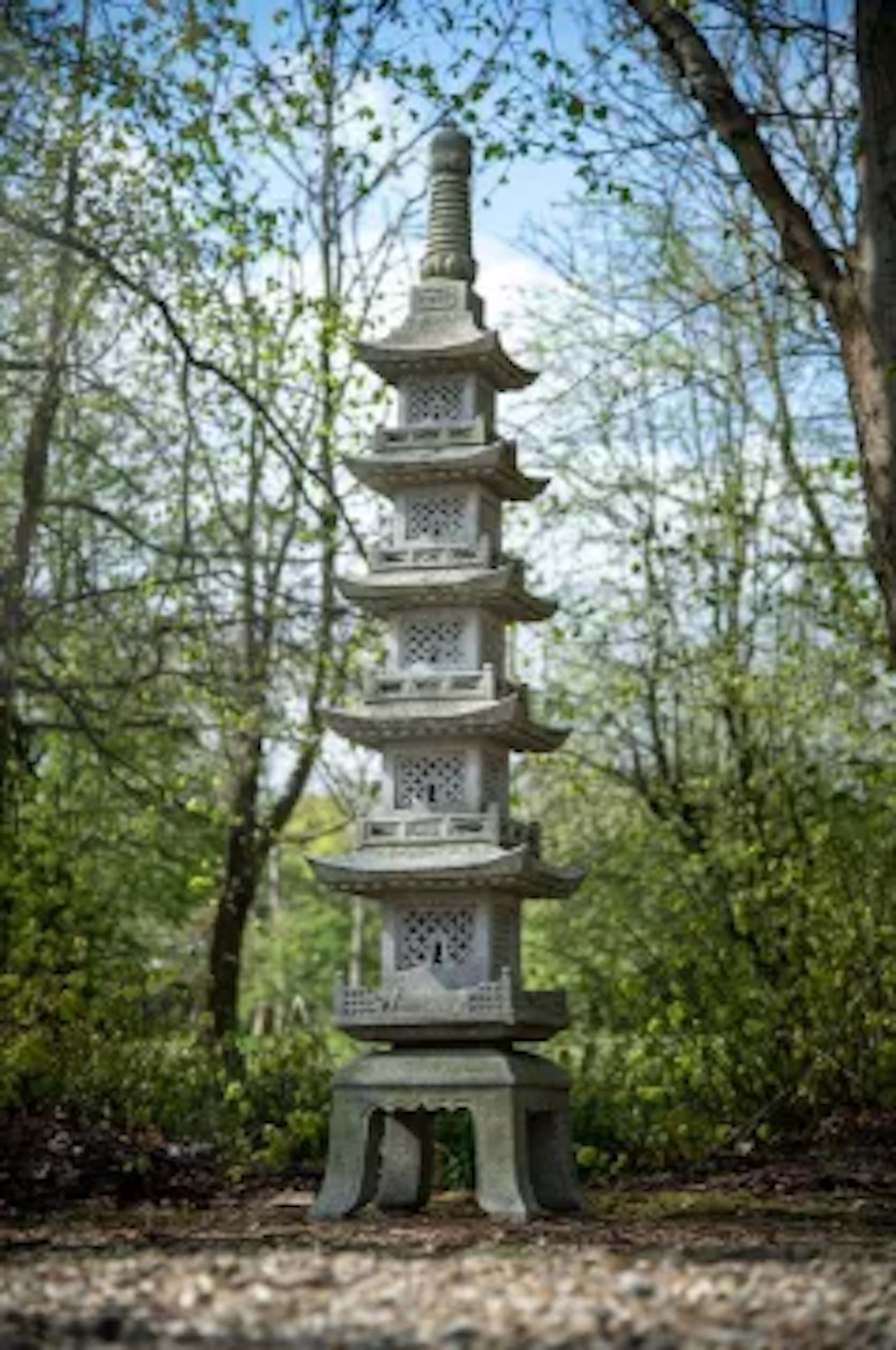 A LARGE JAPANESE CARVED GRANITE GARDEN PAGODA LANTERN, LATE 19TH OR