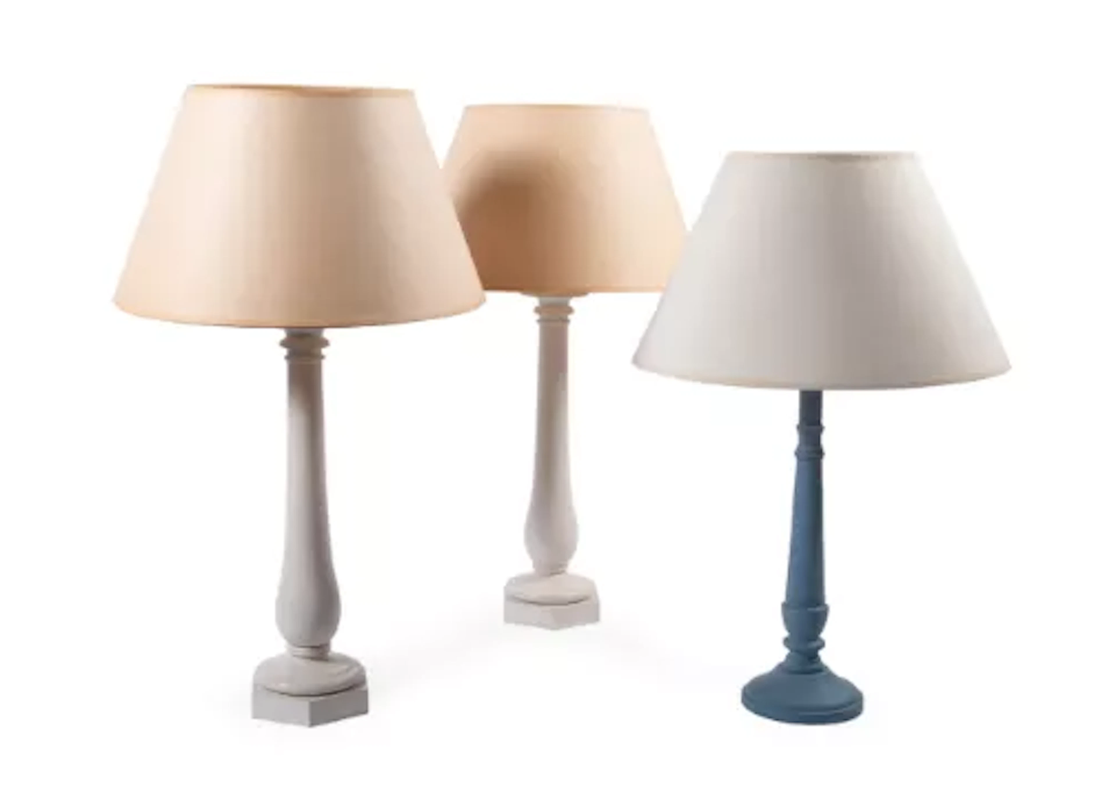 A PAIR OF PAINTED WOOD TABLE LAMPS, BY GEORGE OAKES, LATE 20TH CENTURY