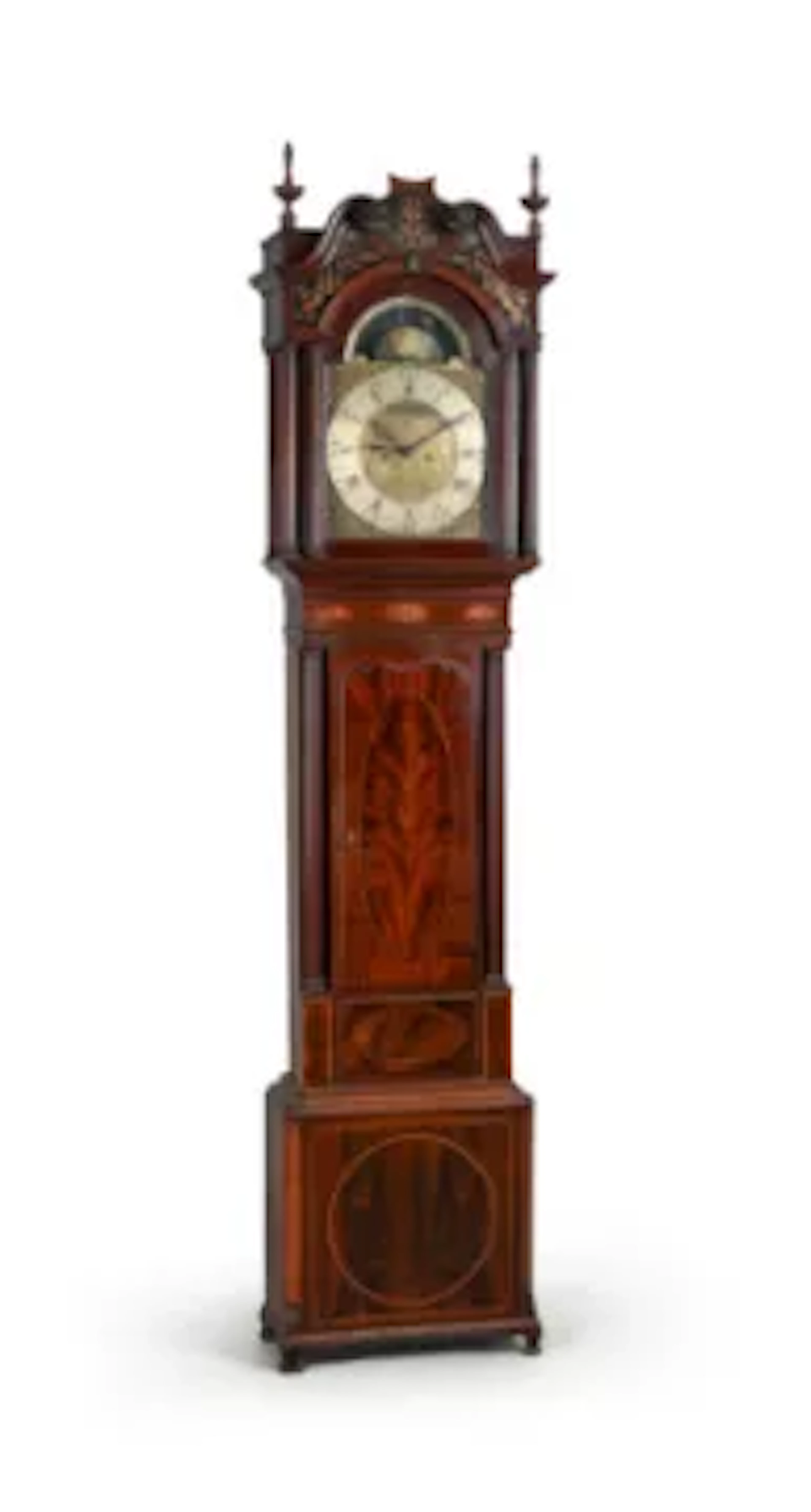 A RARE GEORGE III MAHOGANY EIGHT-DAY, TIDAL LONGCASE CLOCK WITH ORBITING