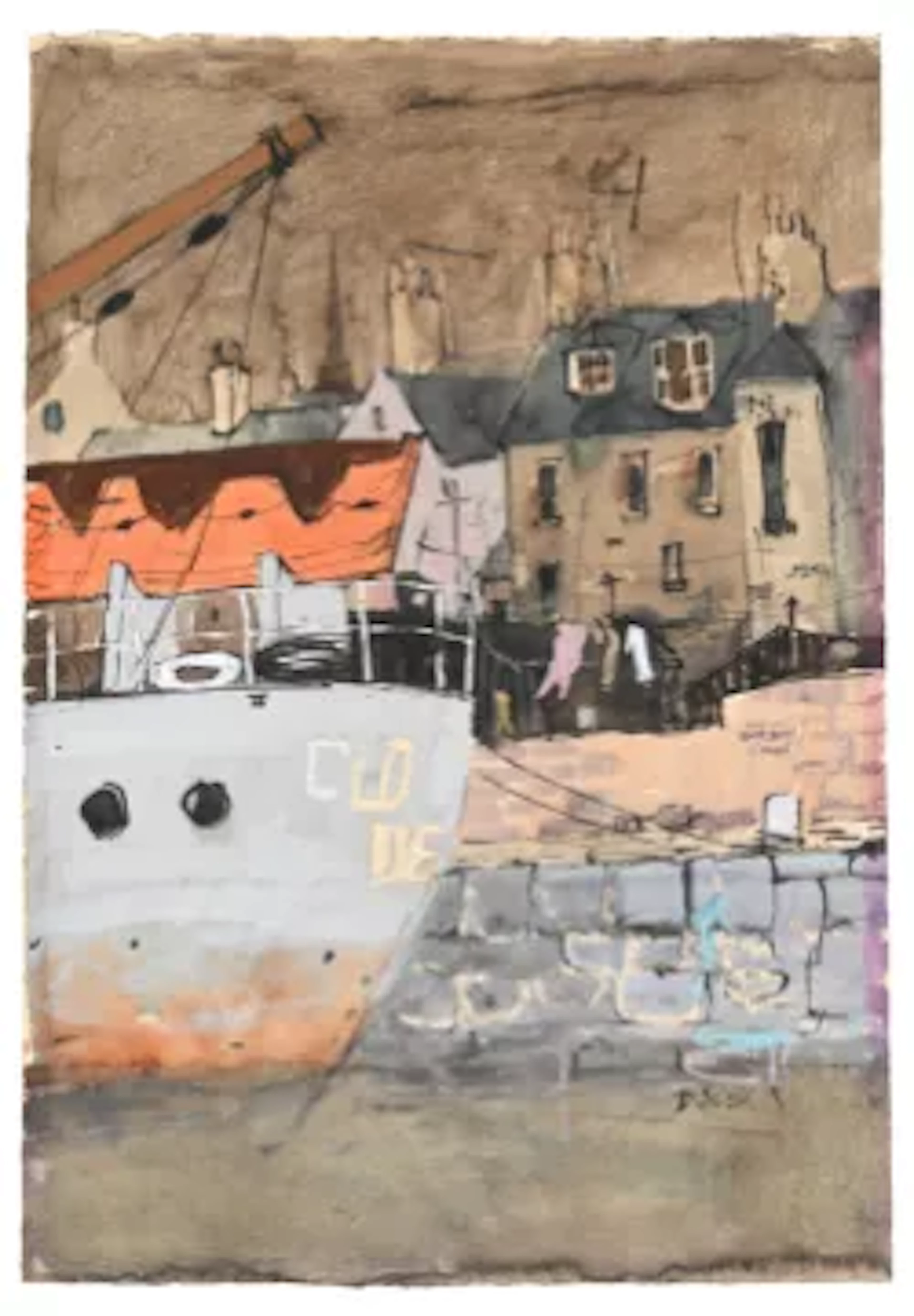 λ DOUGLAS SWAN (BRITISH 1930-2000), THE DUTCH BOAT IN ARBROATH HARBOUR