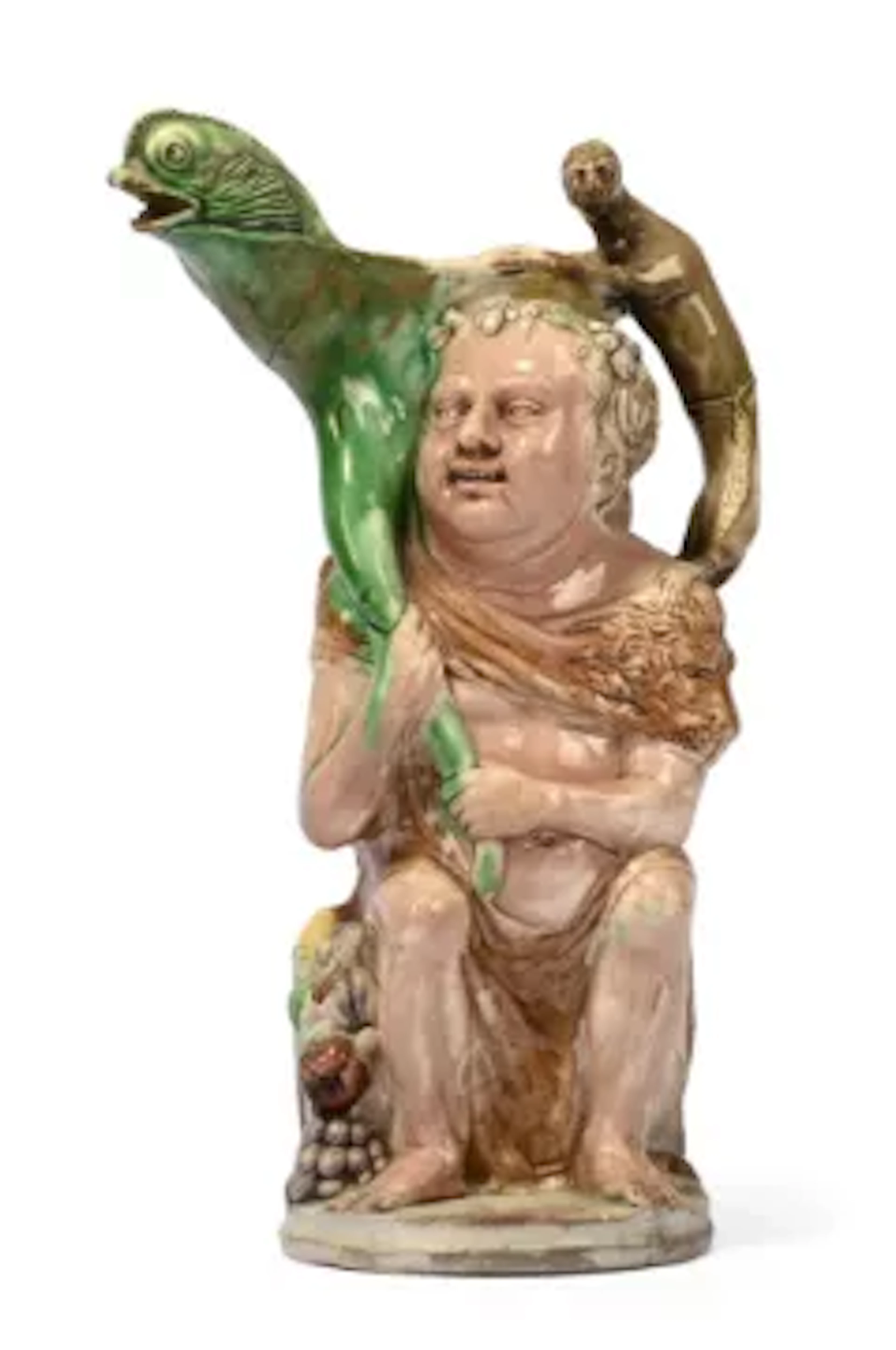 A STAFFORDSHIRE PEARLWARE BACCHUS JUG OF RALPH WOOD TYPE, CIRCA 1790