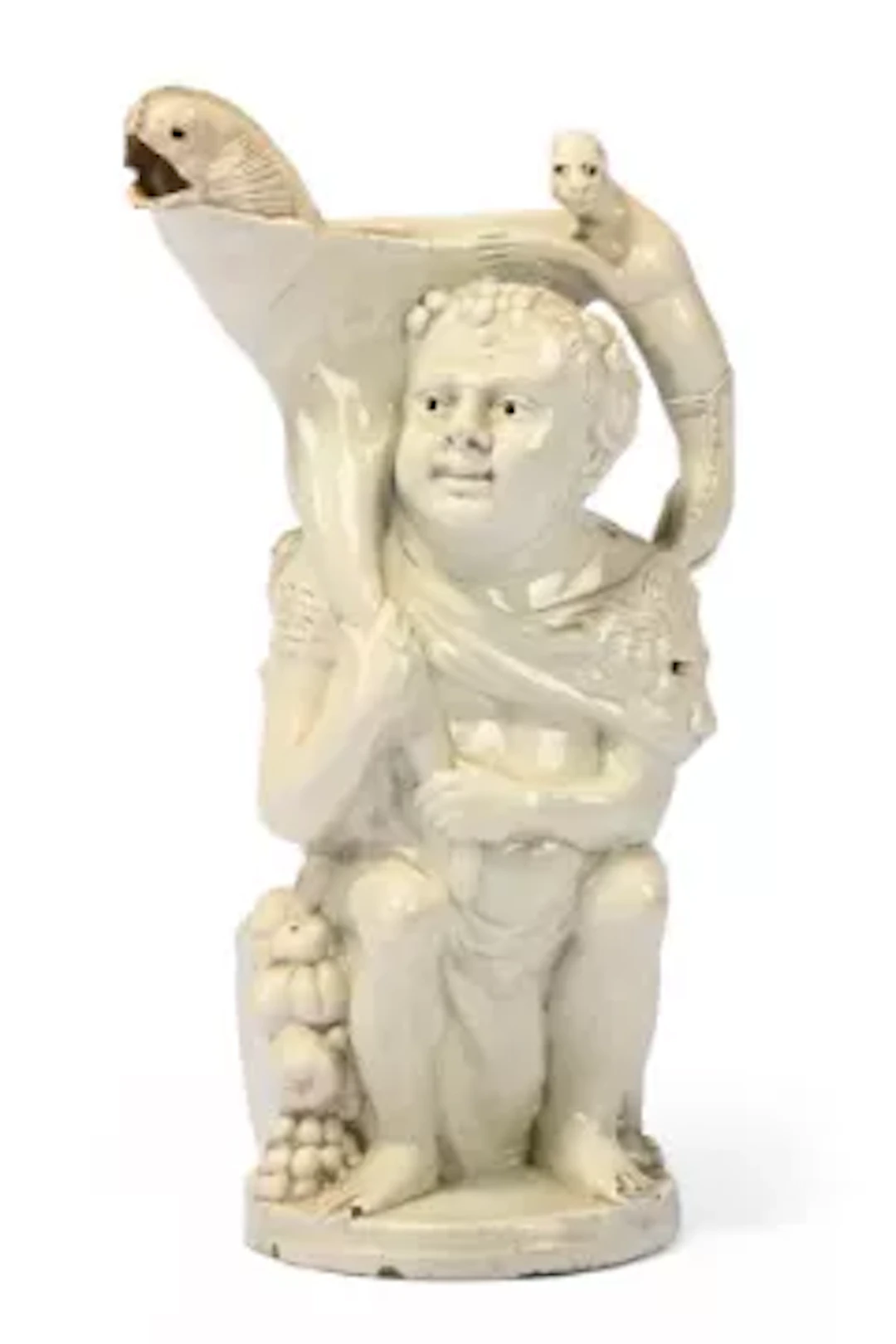 A STAFFORDSHIRE PEARLWARE BACCHUS JUG OF RALPH WOOD TYPE, CIRCA 1790
