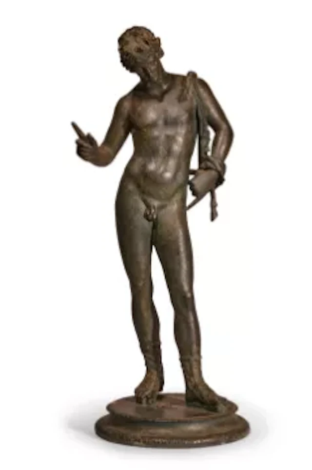 AFTER THE ANTIQUE, A LARGE BRONZE FIGURE OF NARCISSUS, PROBABLY NAPLES