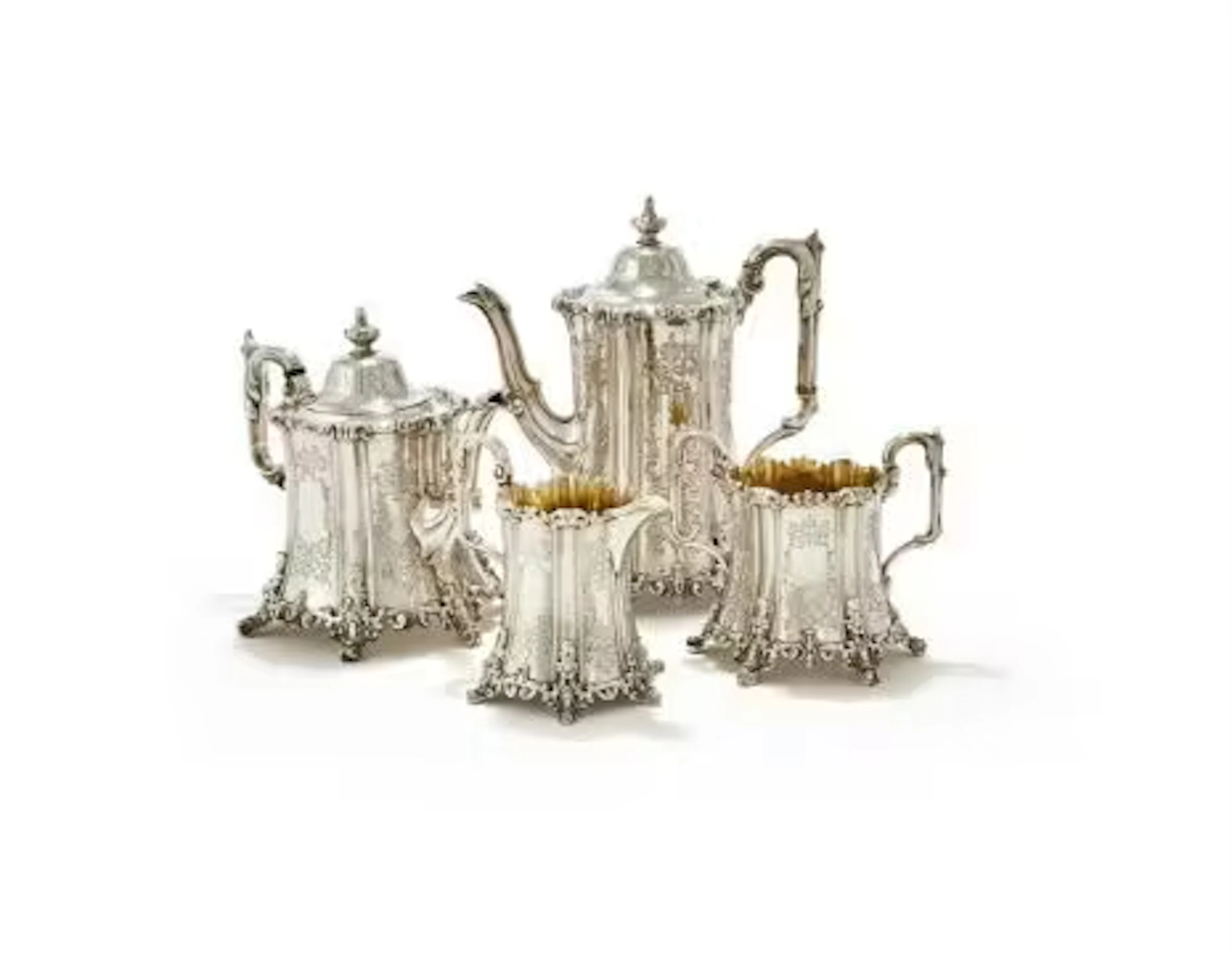 Y A VICTORIAN SILVER FOUR PIECE TEA SET