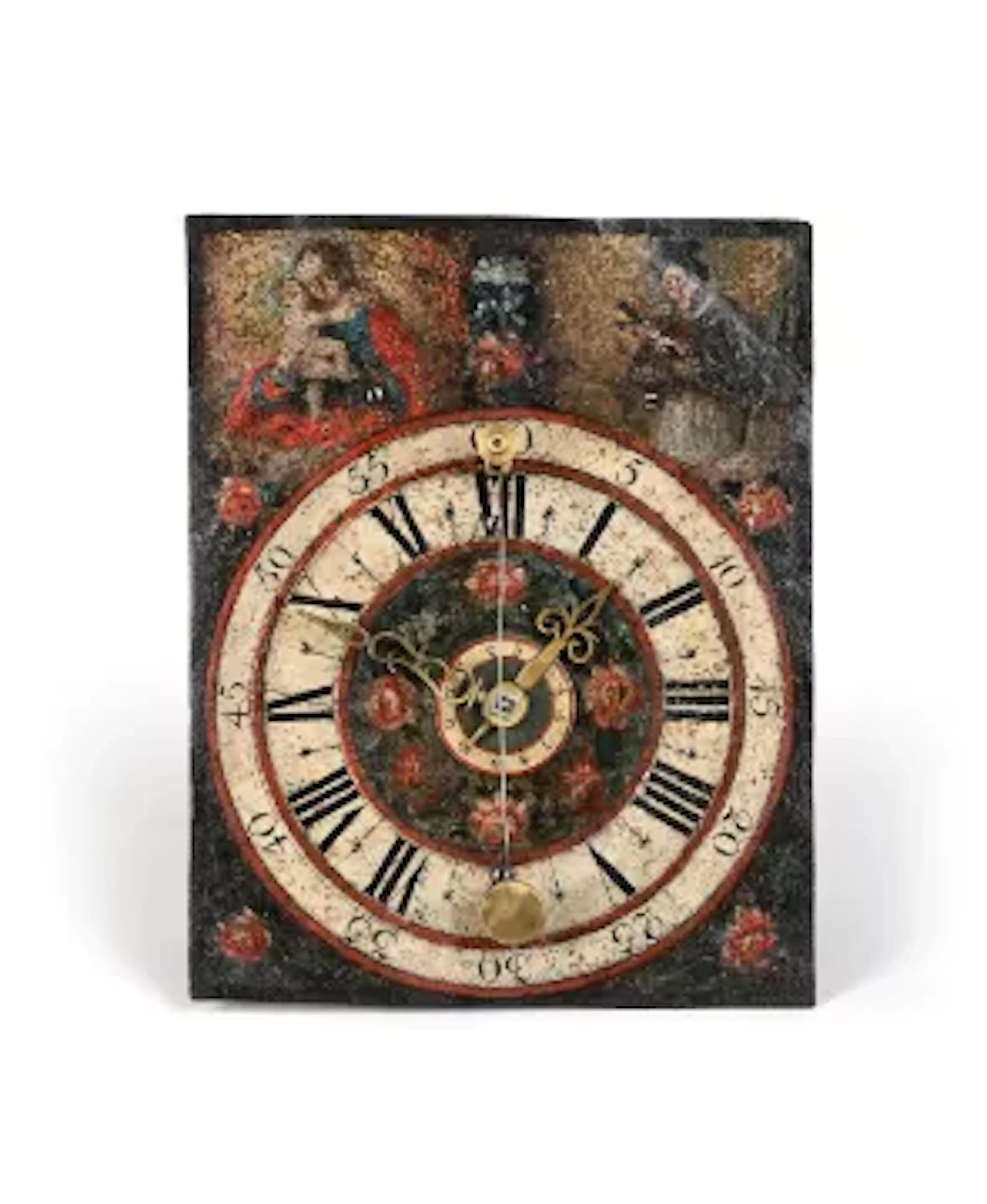 A GERMANIC WEIGHT-DRIVEN IRON WALL TIMEPIECE WITH SILENT-PULL QUARTER