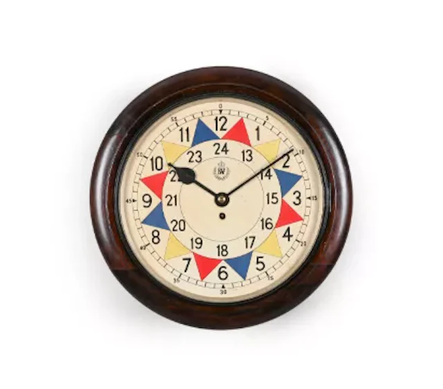 A RARE WWII RAF OPERATIONS ROOM TYPE I ‘SECTOR’ FUSEE WALL TIMEPIECE