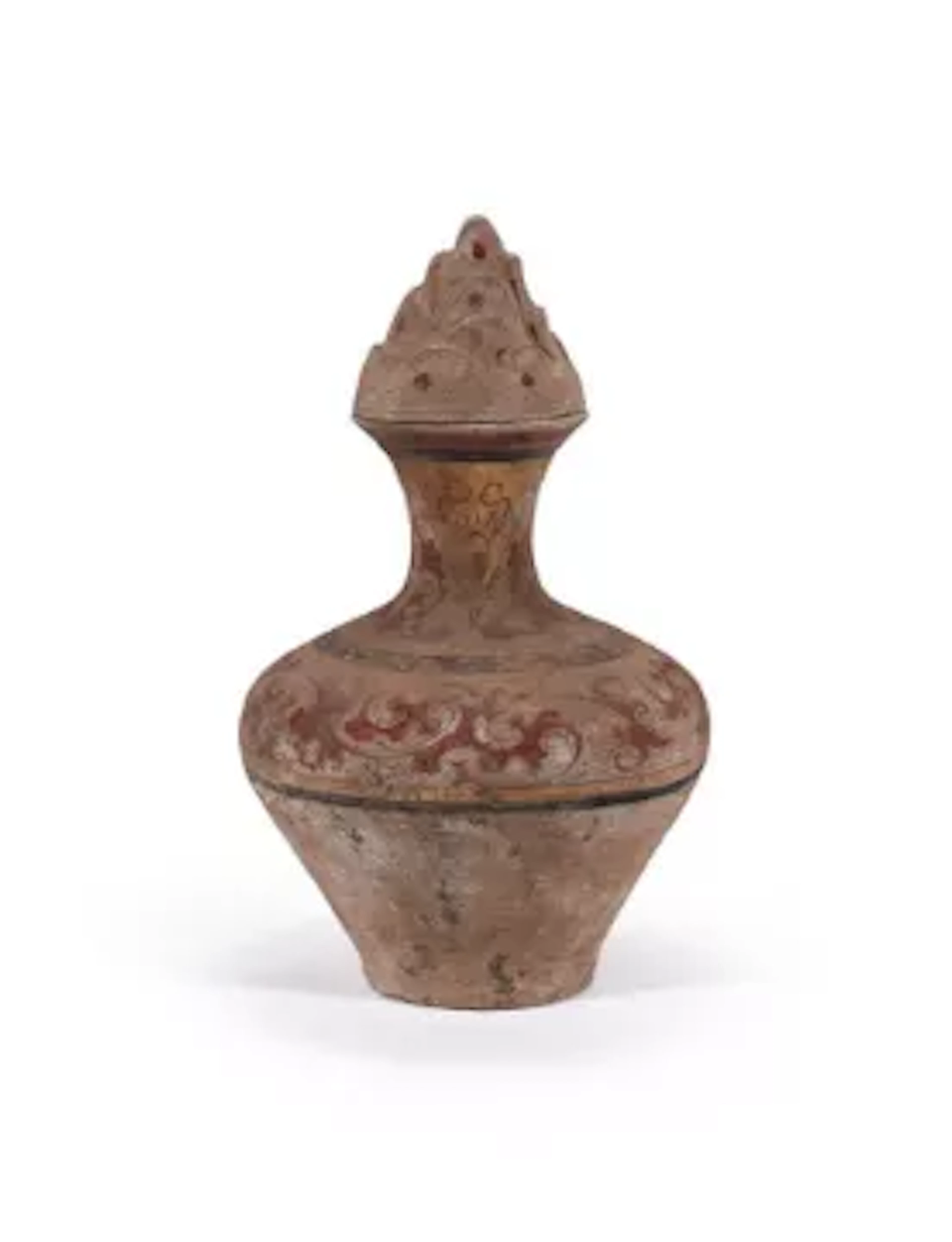 A Chinese painted pottery vase and cover