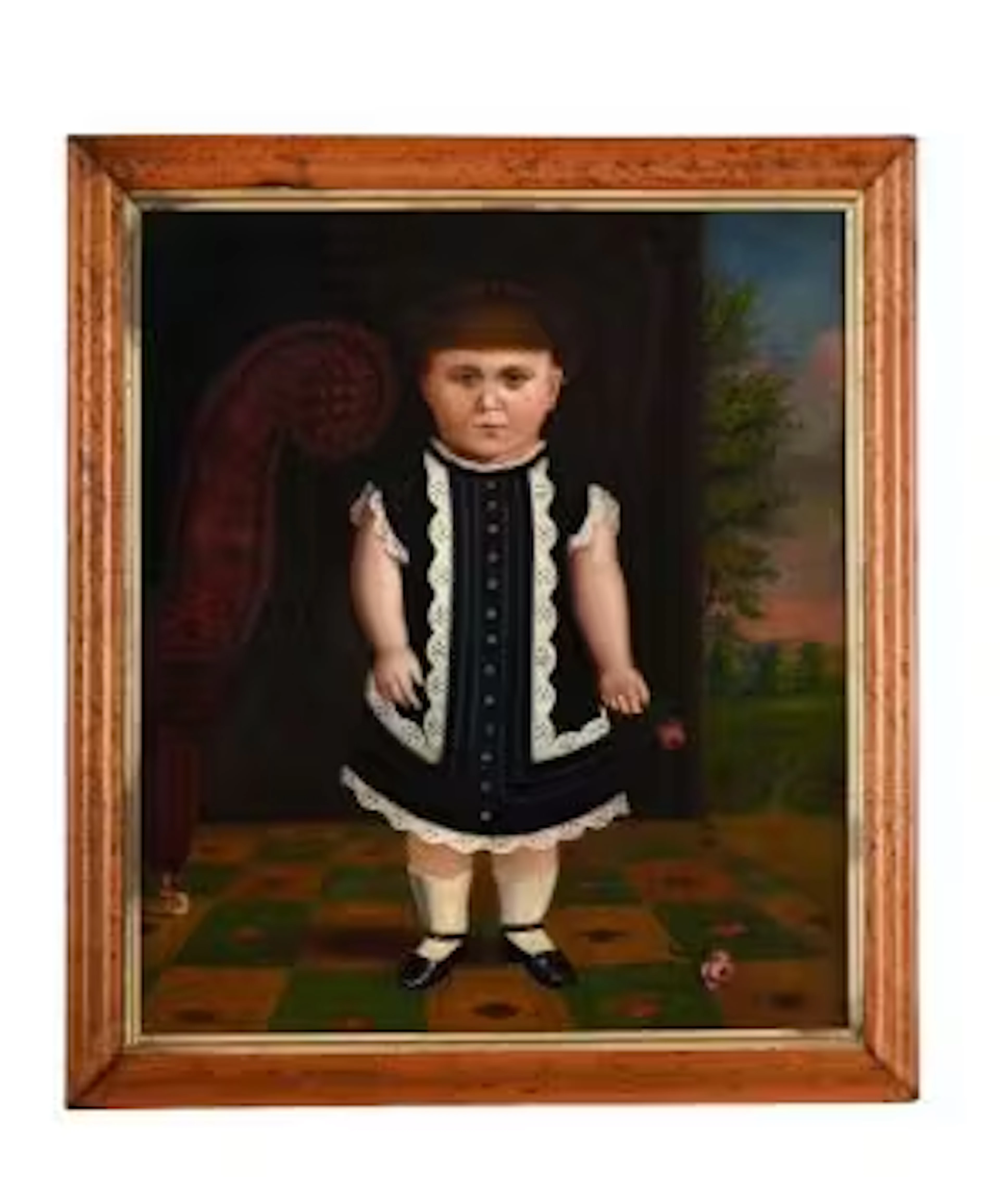 ANGLO-AMERICAN PRIMITIVE SCHOOL (19TH CENTURY), PORTRAIT OF A GIRL