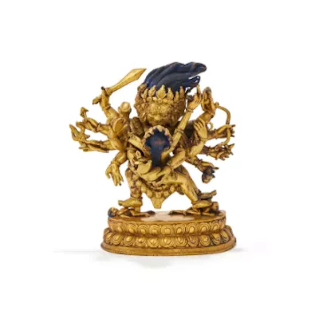 A Sino-Tibetan gilt bronze statue of Yamantaka and consort, 19th or