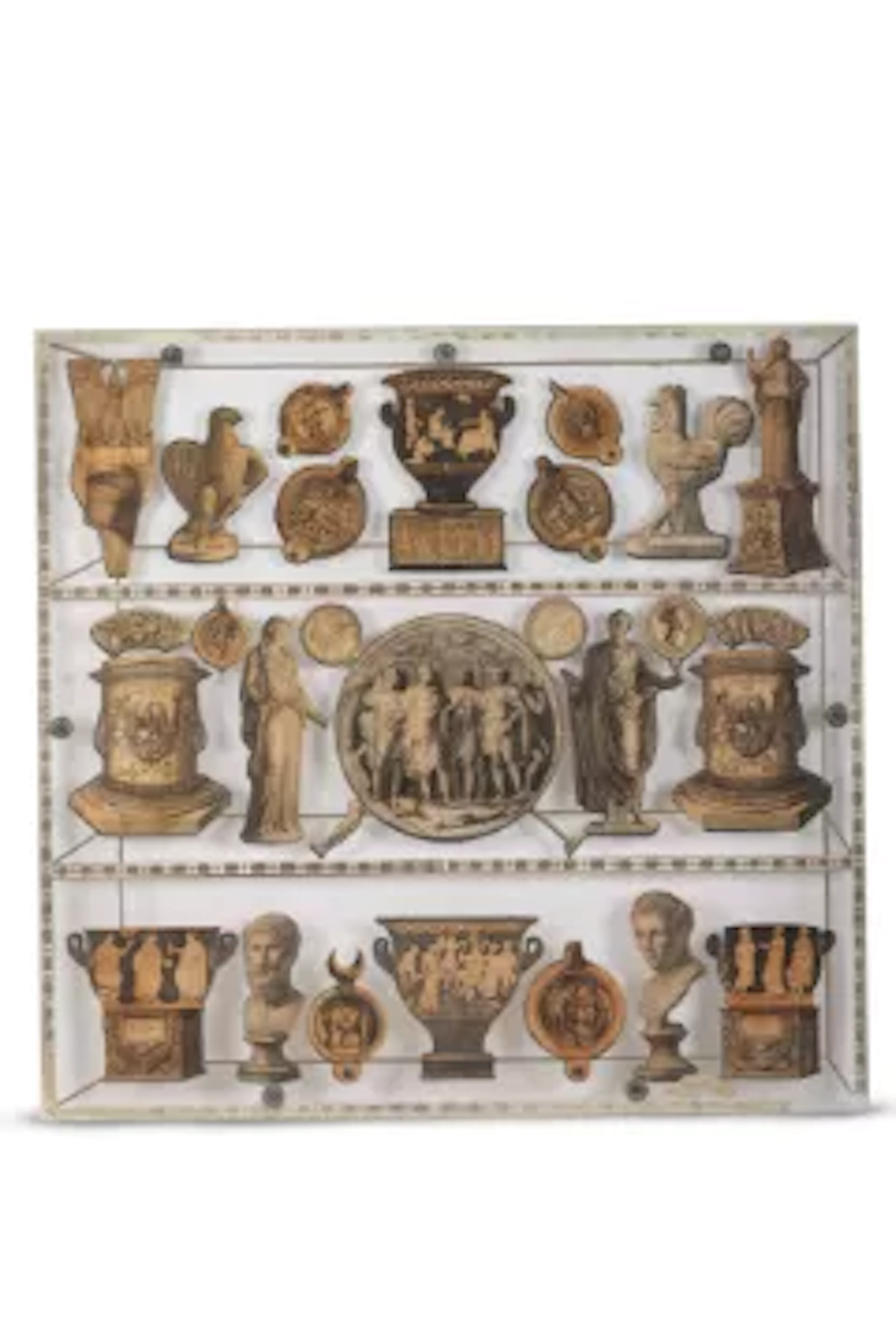 AN UNUSUAL DISPLAY OF OLD GRAND TOUR PRINTS IN PERSPEX, ITALIAN, 20TH CENTURY