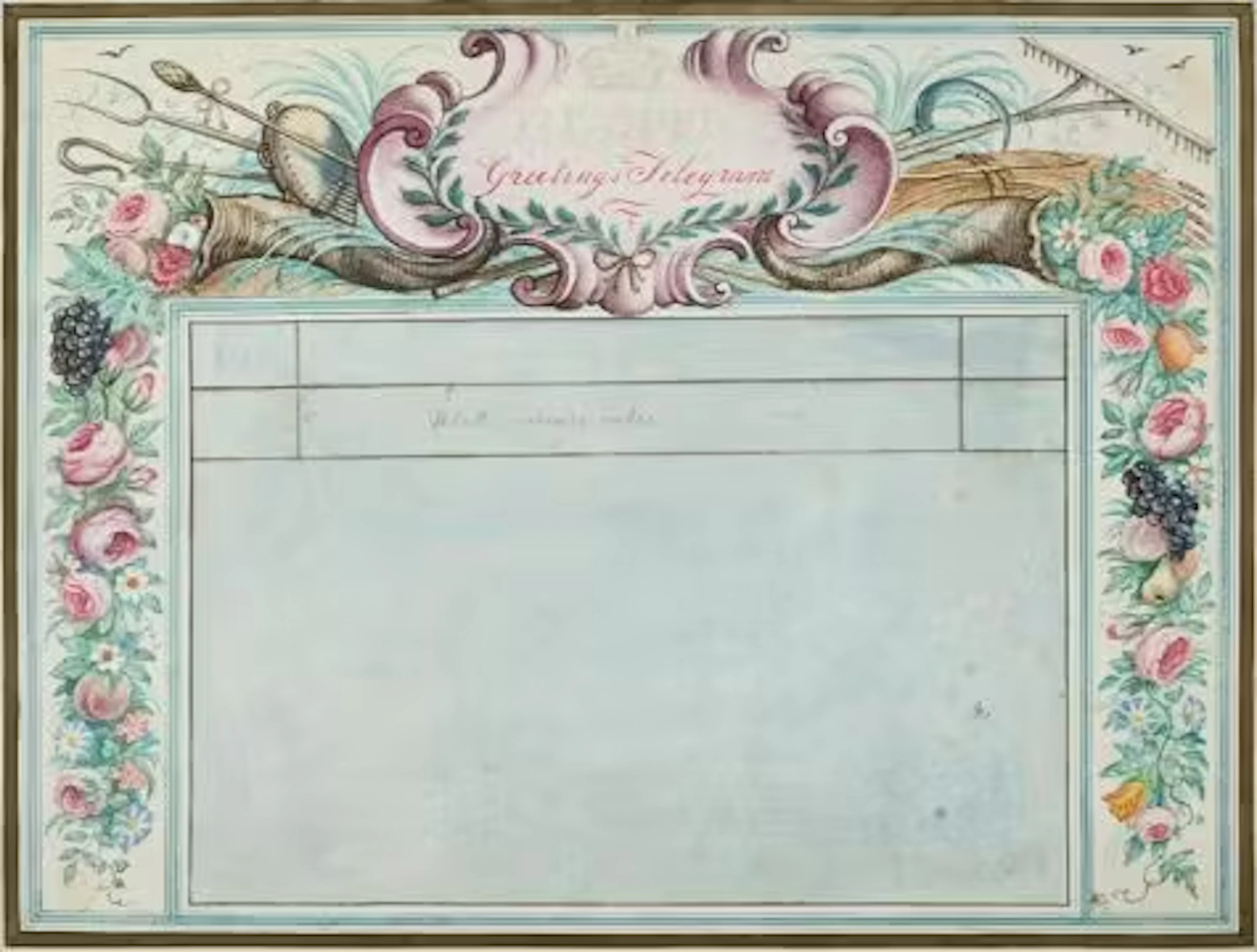 REX WHISTLER (BRITISH 1905-1944), DESIGN FOR A 1936 POST OFFICE TELEGRAM