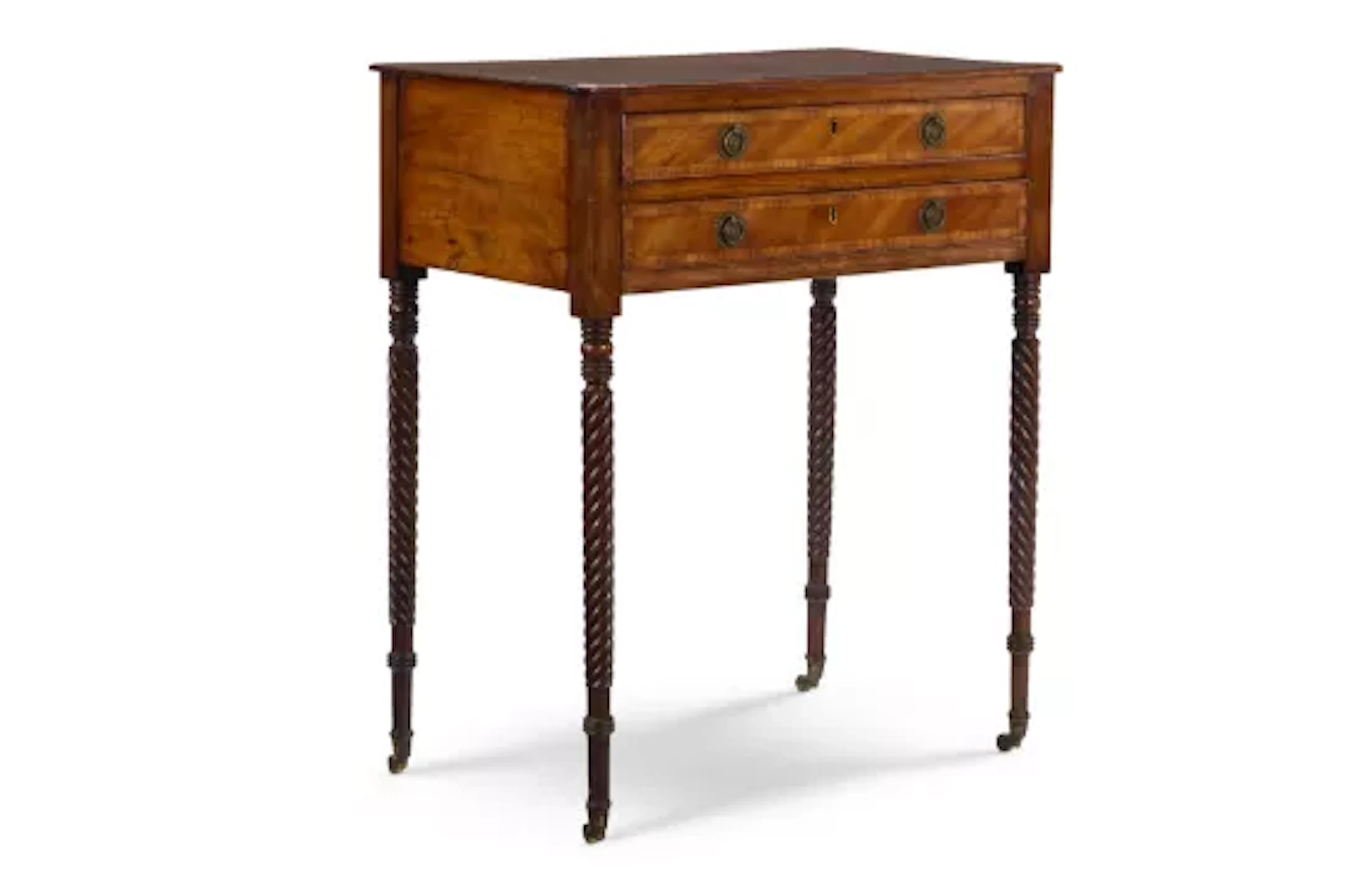 A REGENCY MAHOGANY AND TUPLIPWOOD CROSS BANDED SIDE TABLE, POSSIBLY IRISH