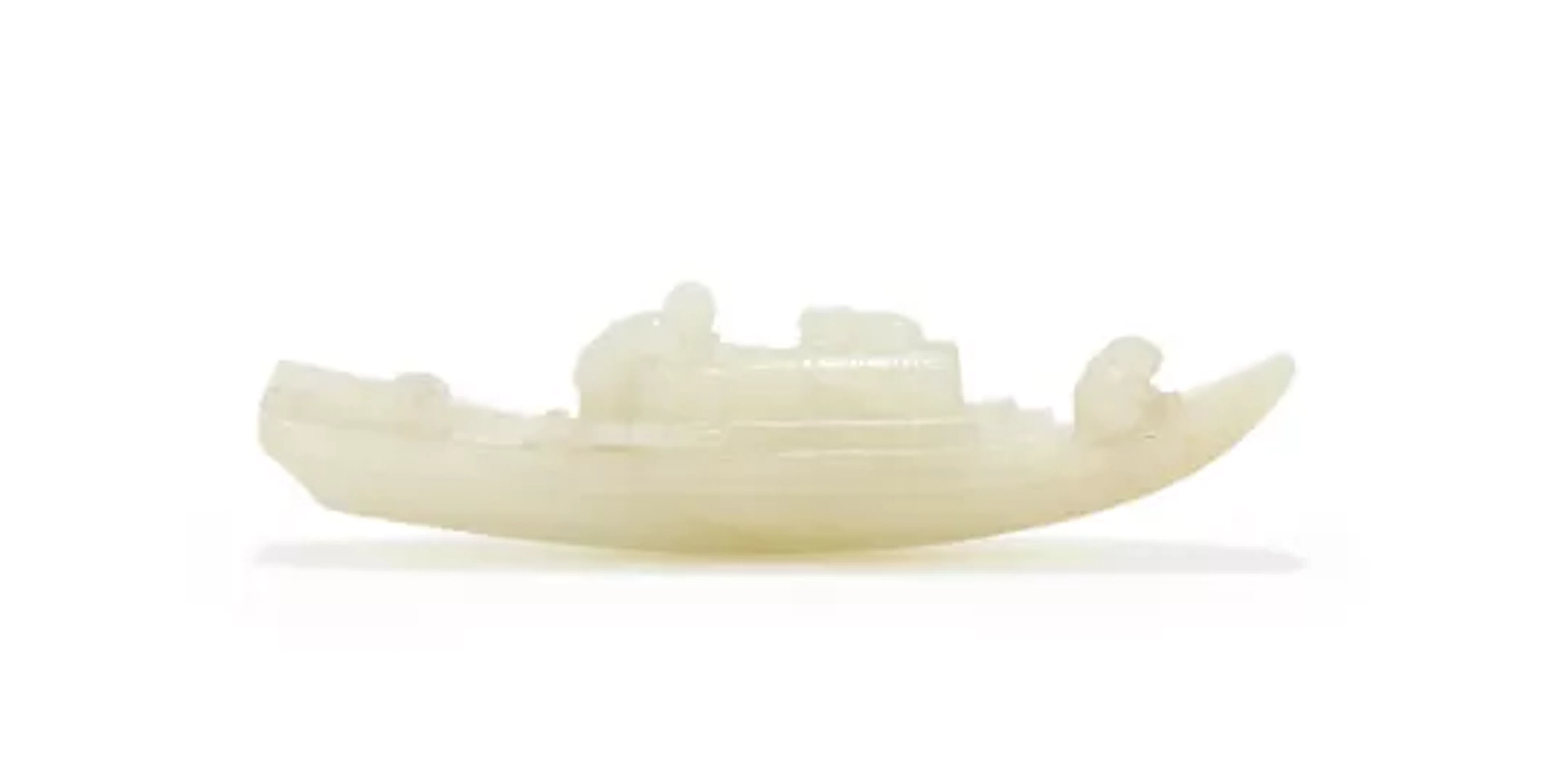A Chinese white jade boat, 18th century