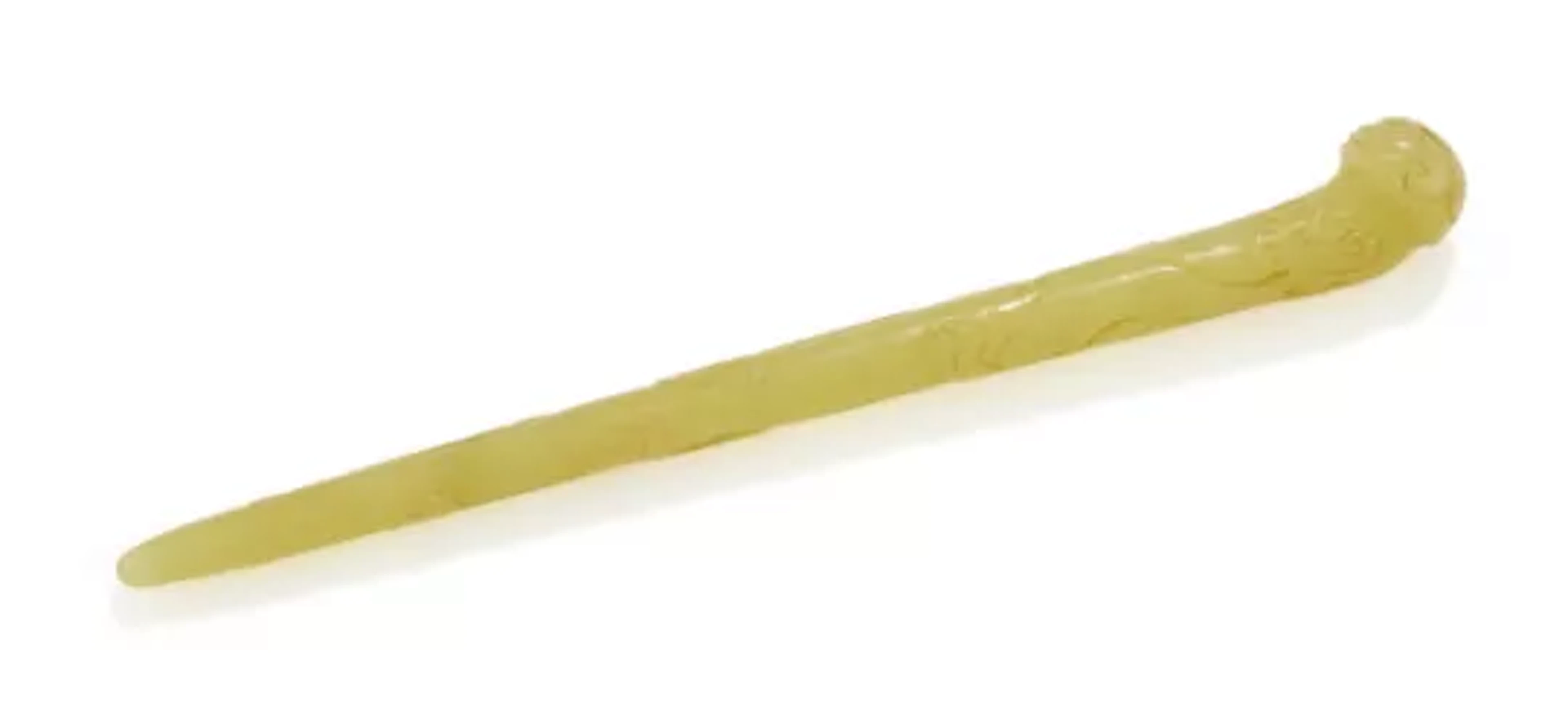 A Chinese carved yellow jade hairpin, 18th century