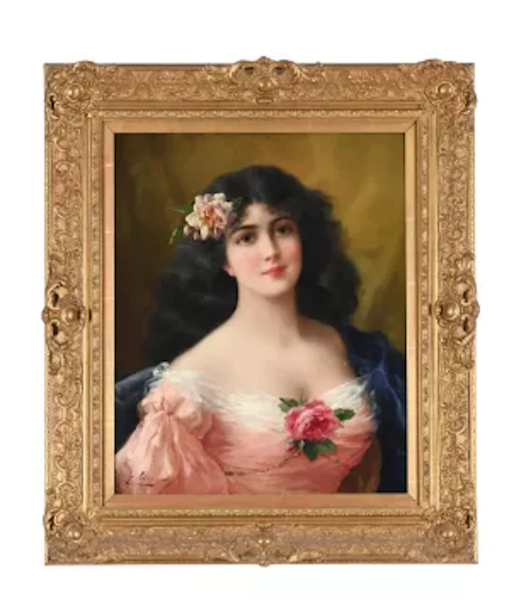 EMILE VERNON (BRITISH 1872-1920), PORTRAIT OF A LADY IN A PINK DRESS