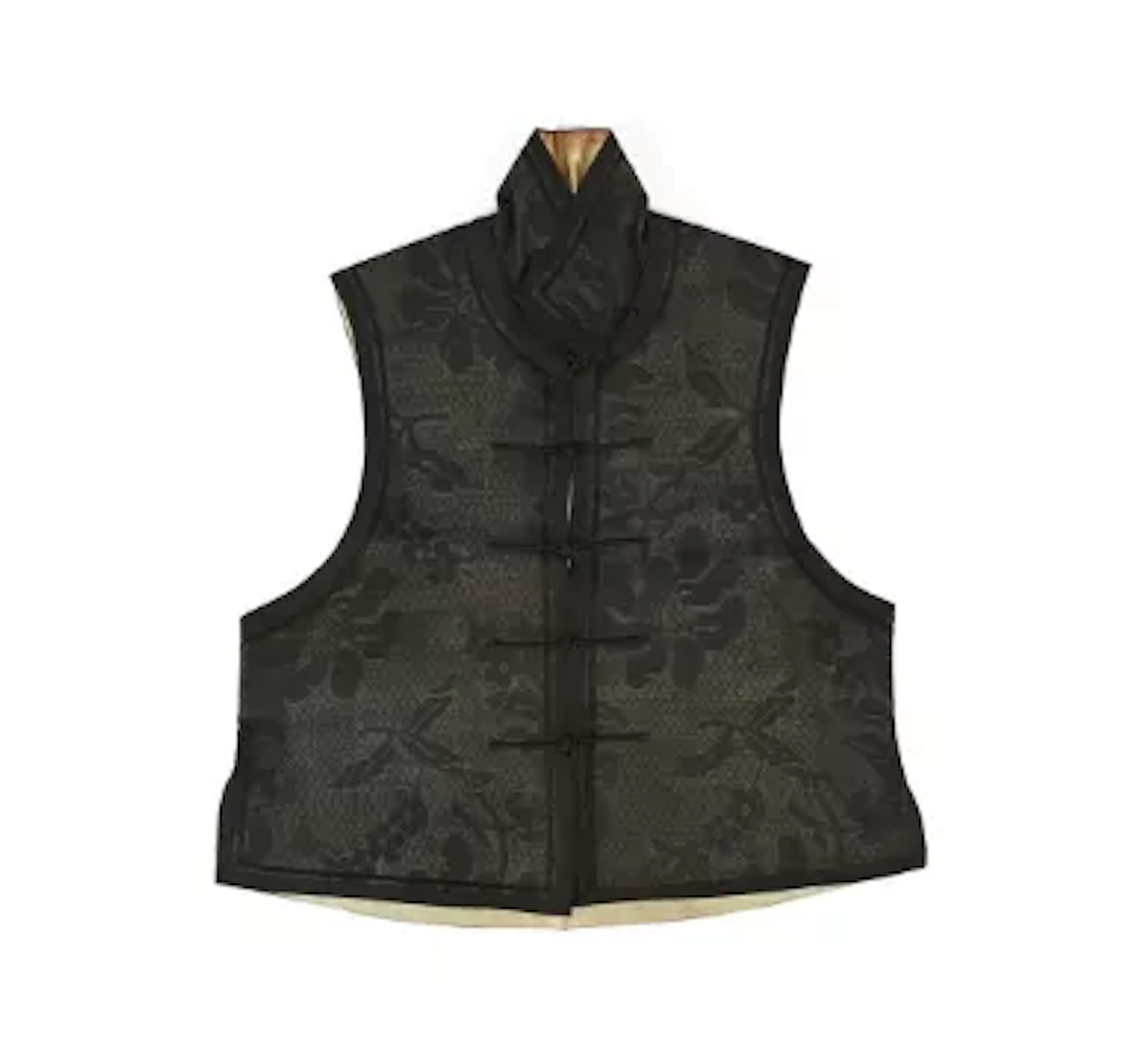 A Chinese black summer gauze waistcoat